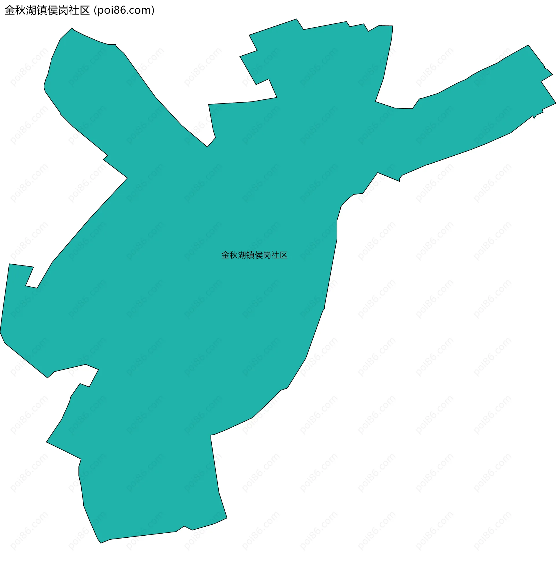 金秋湖镇侯岗社区边界地图
