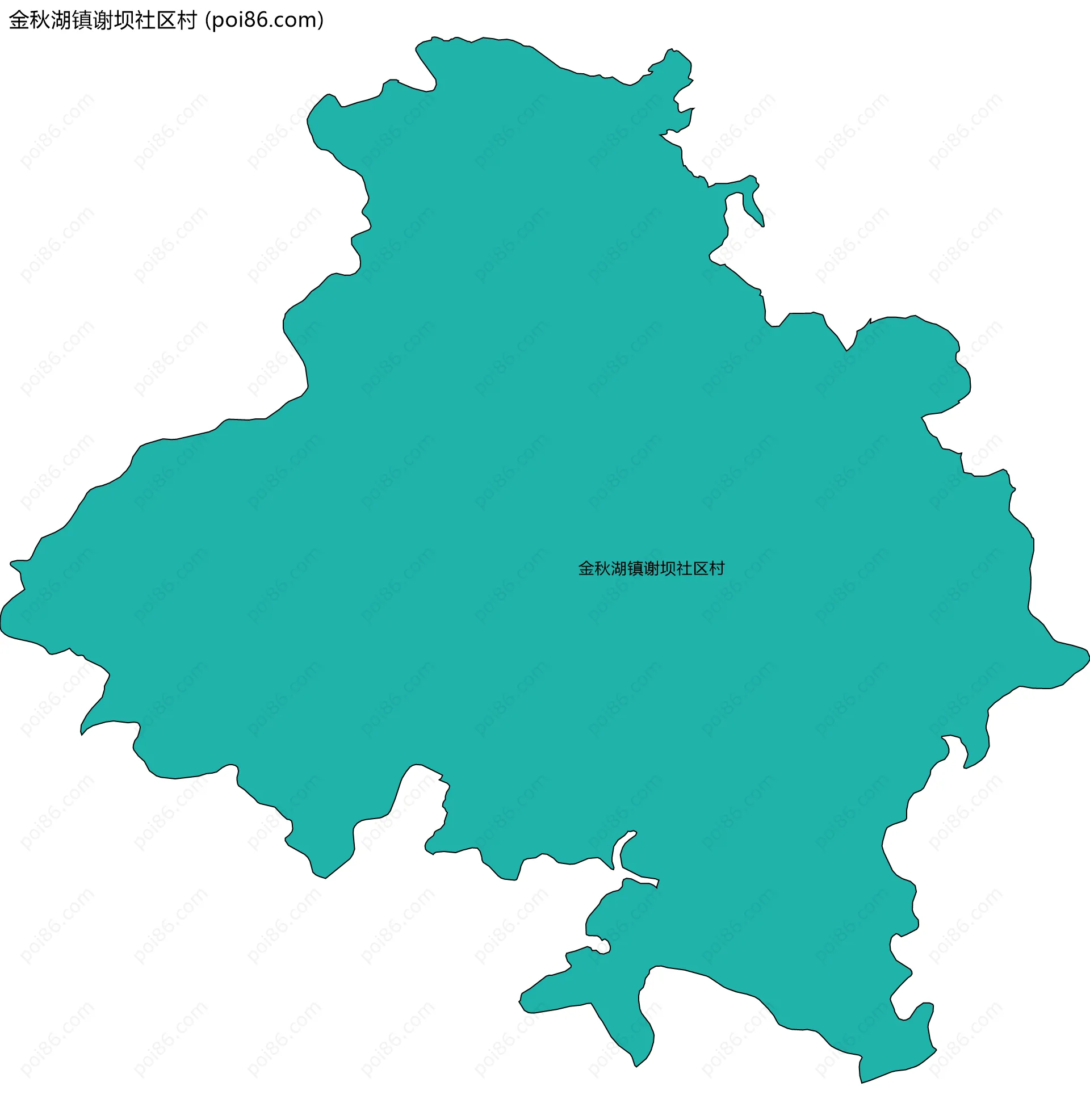 金秋湖镇谢坝社区村边界地图