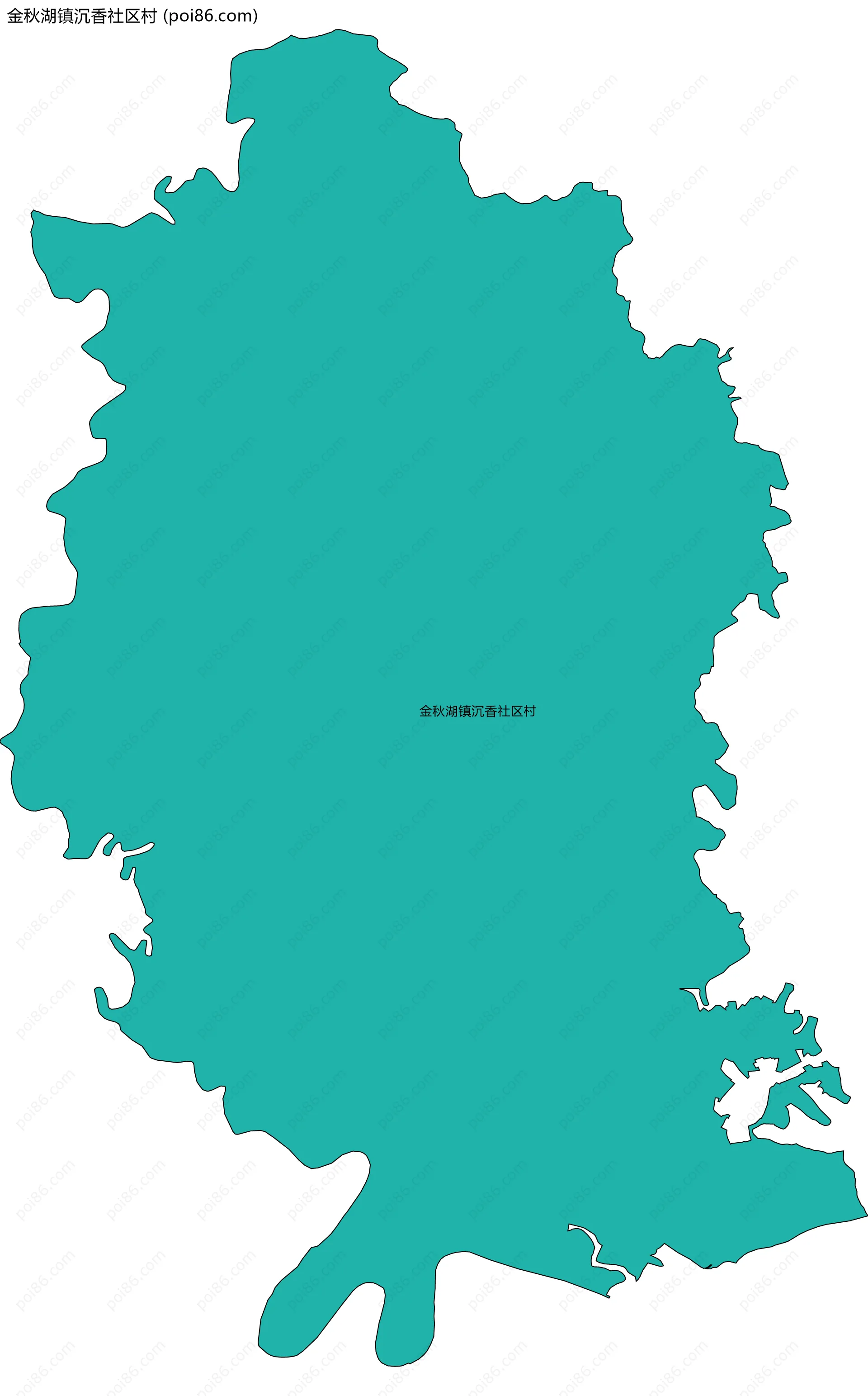 金秋湖镇沉香社区村边界地图