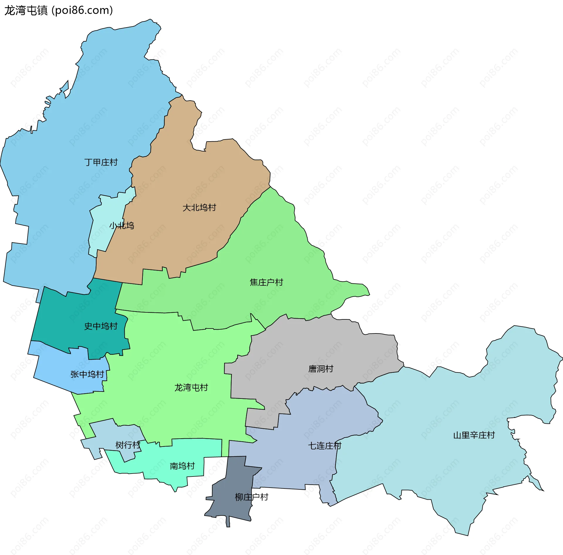 龙湾屯镇边界地图(五级行政区划)