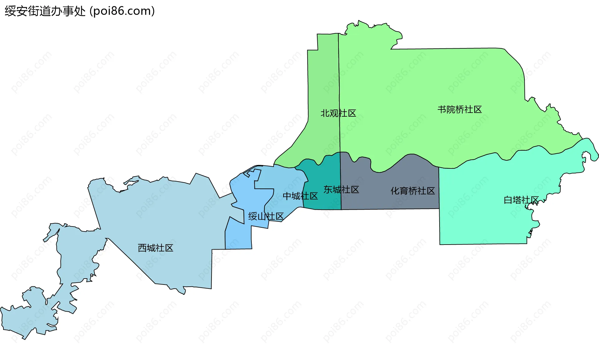 绥安街道办事处边界地图(五级行政区划)