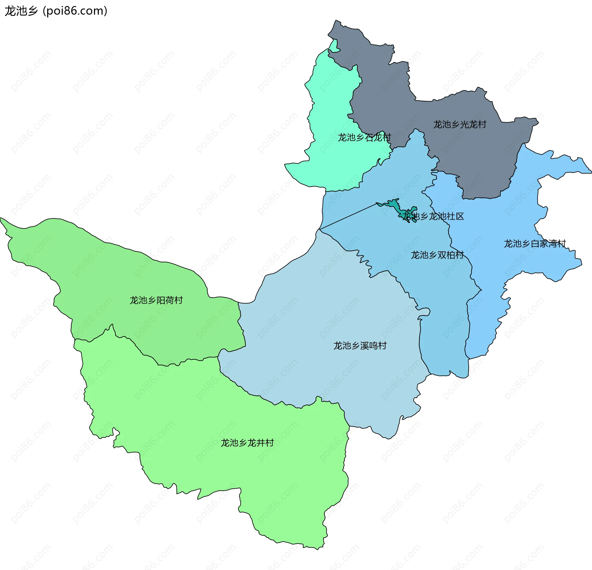 龙池乡边界地图(五级行政区划)