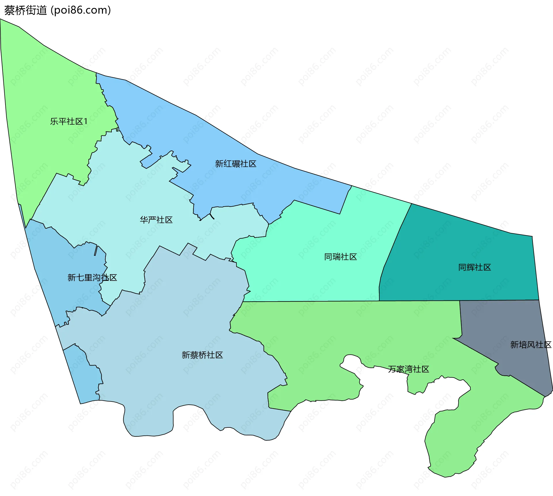 蔡桥街道边界地图(五级行政区划)