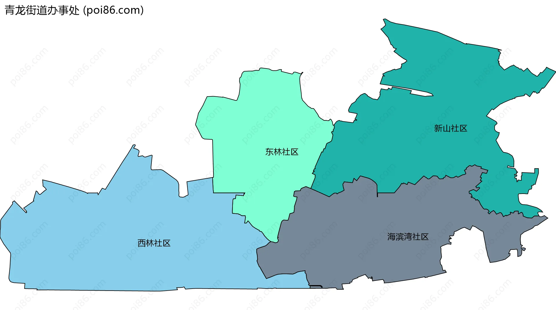 青龙街道办事处边界地图(五级行政区划)