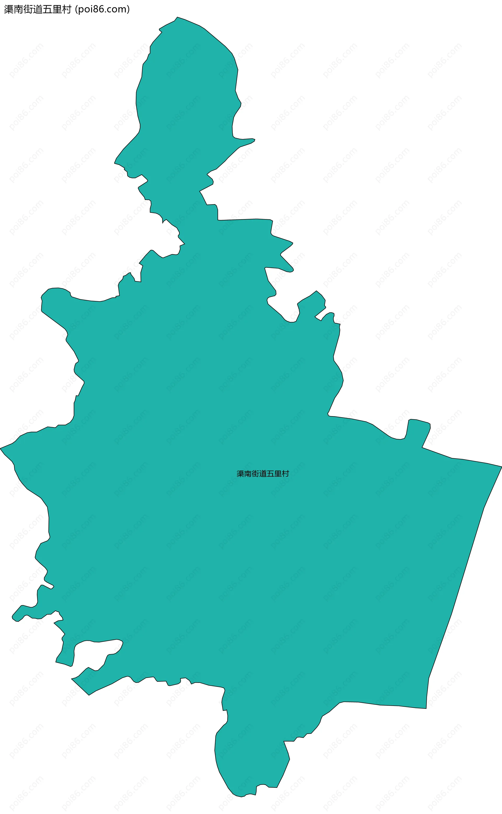 渠南街道五里村边界地图