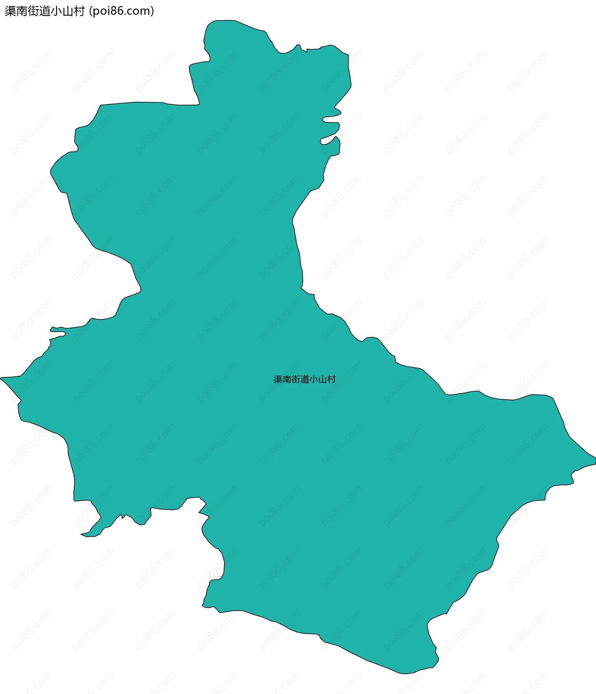 渠南街道小山村边界地图
