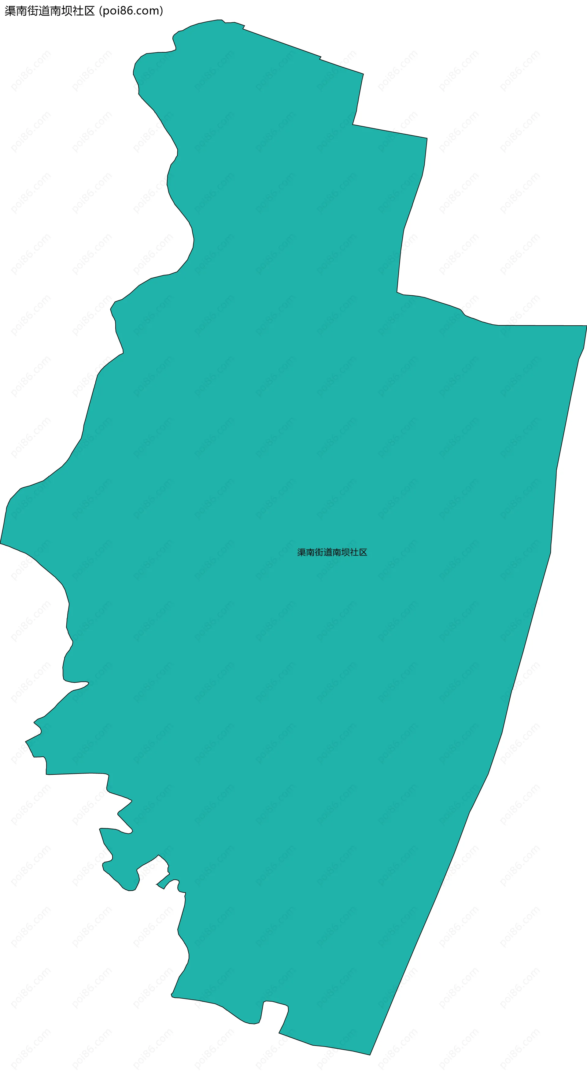 渠南街道南坝社区边界地图