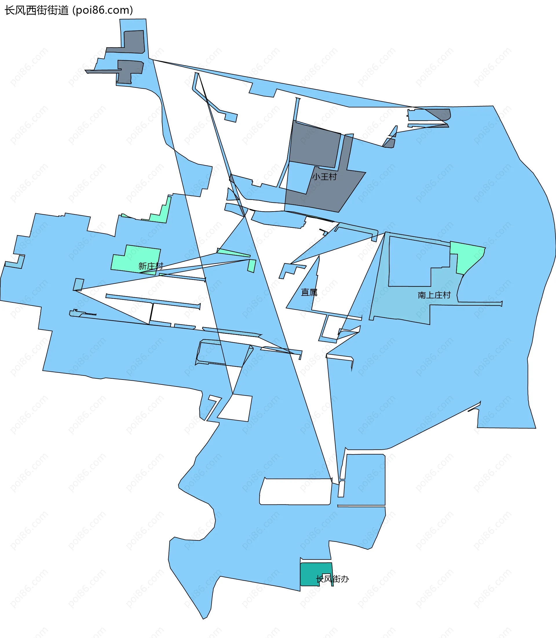 长风西街街道边界地图(五级行政区划)