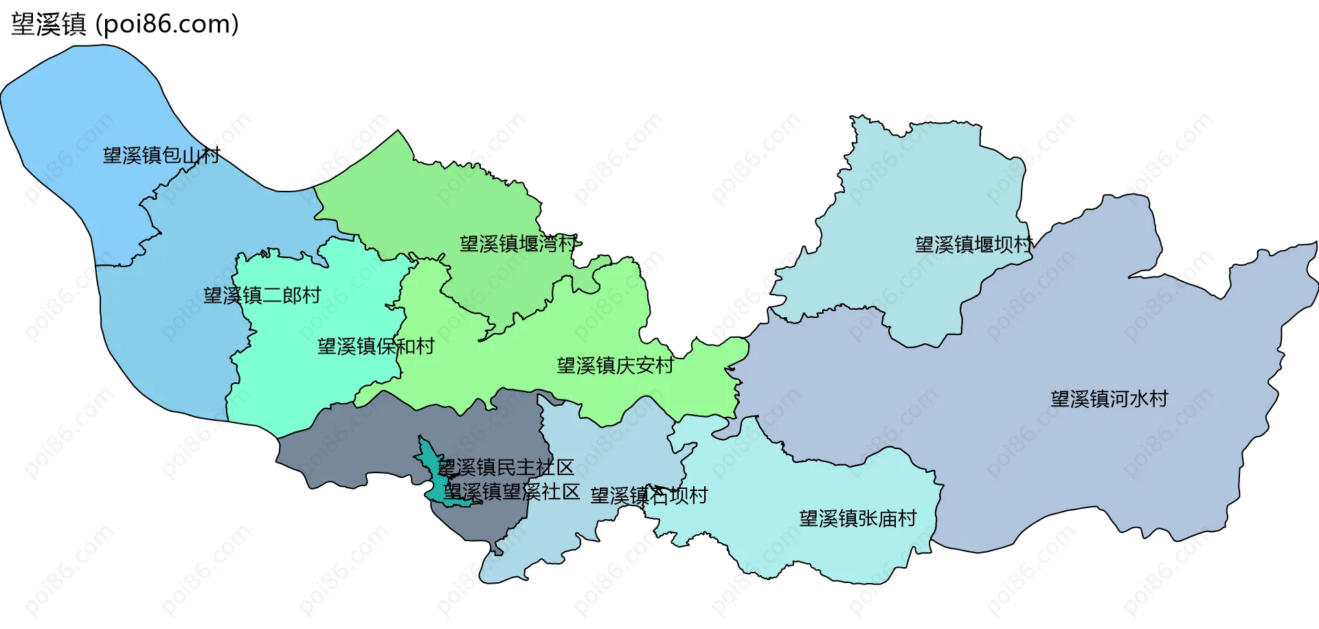 望溪镇边界地图(五级行政区划)