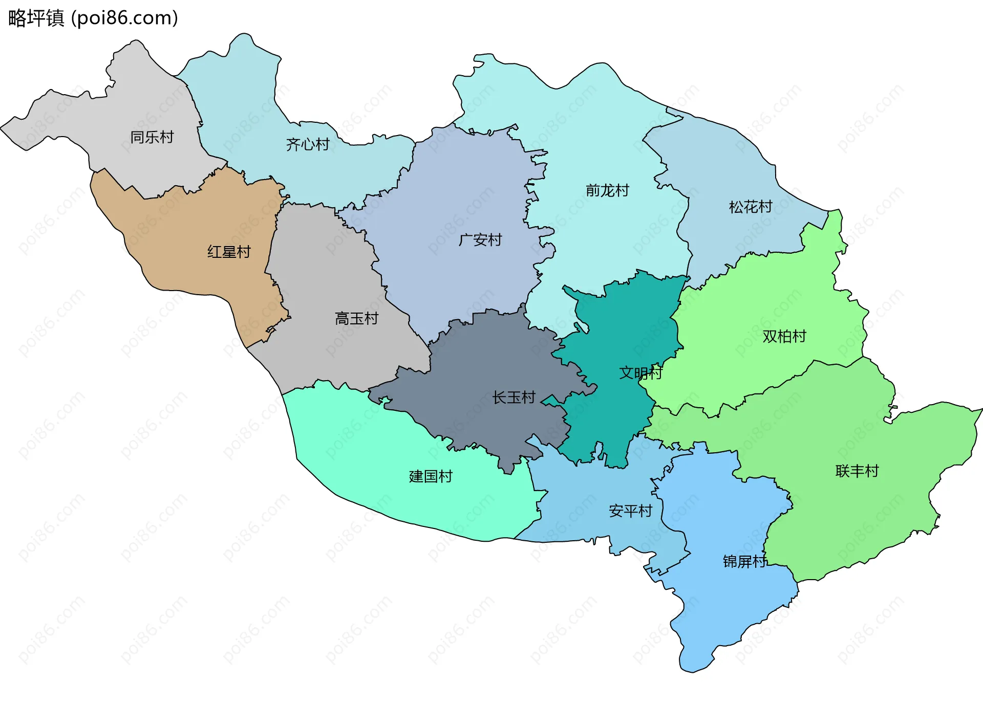 略坪镇边界地图(五级行政区划)