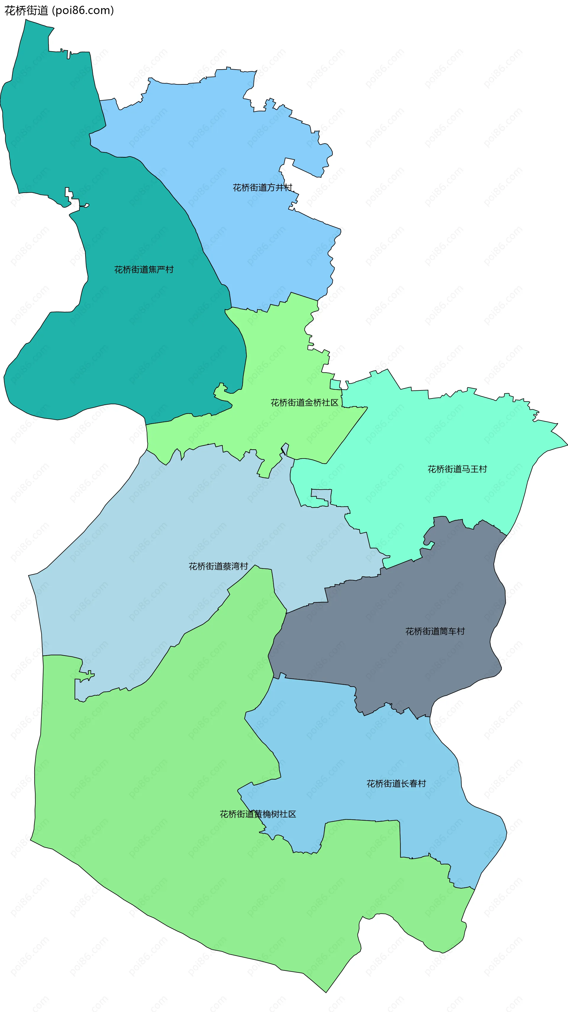 花桥街道边界地图(五级行政区划)