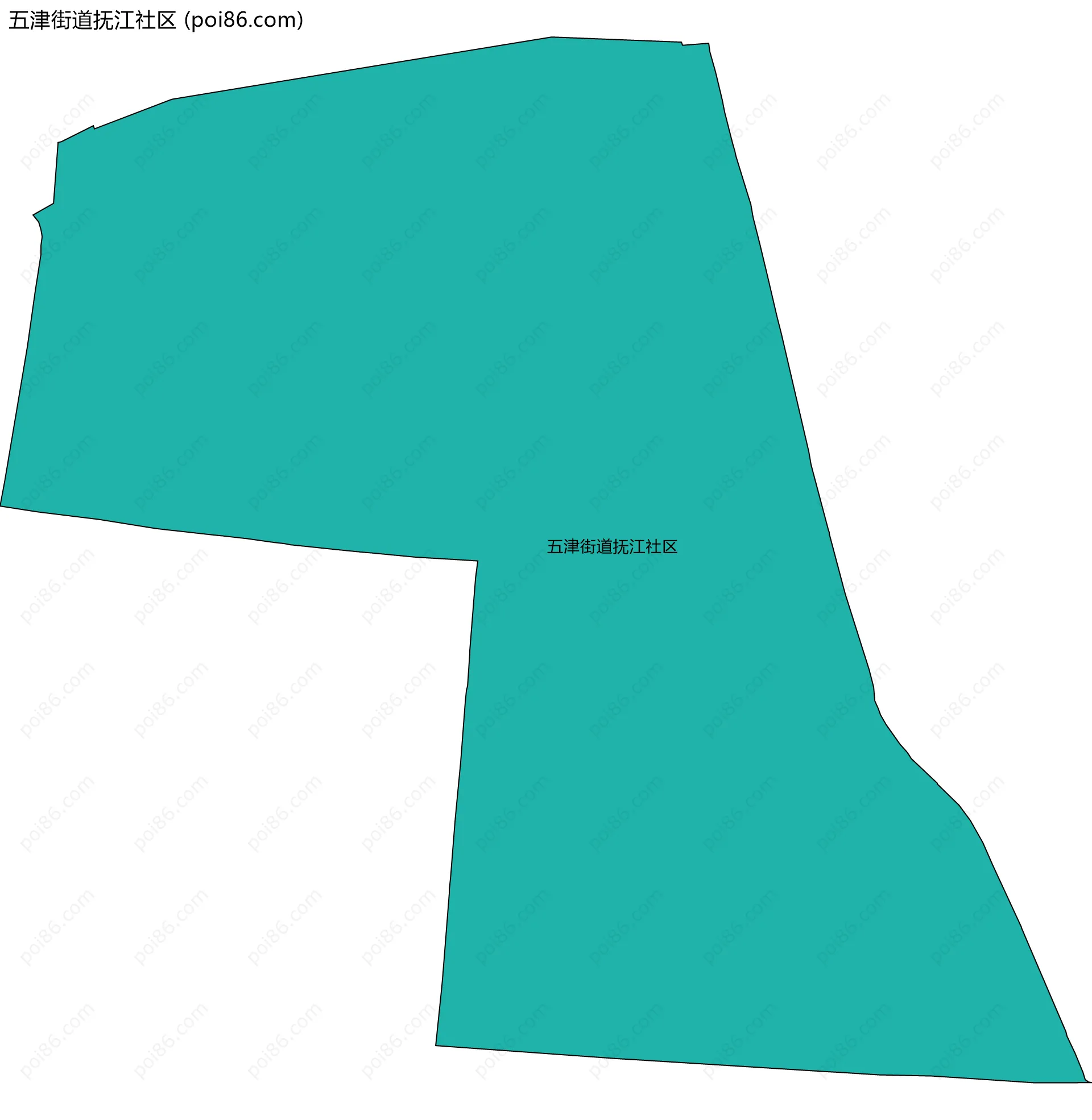 五津街道抚江社区边界地图
