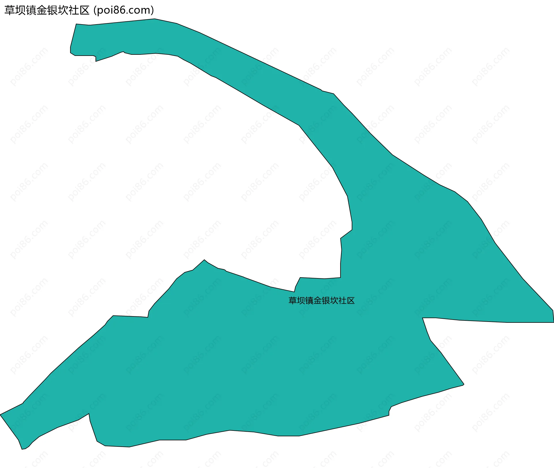 草坝镇金银坎社区边界地图