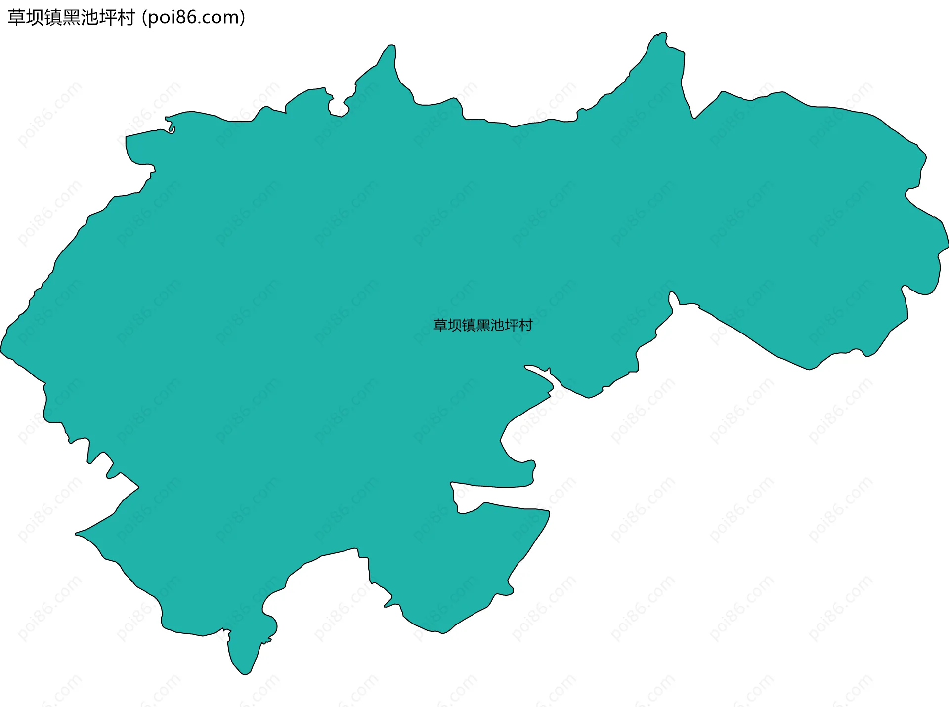 草坝镇黑池坪村边界地图