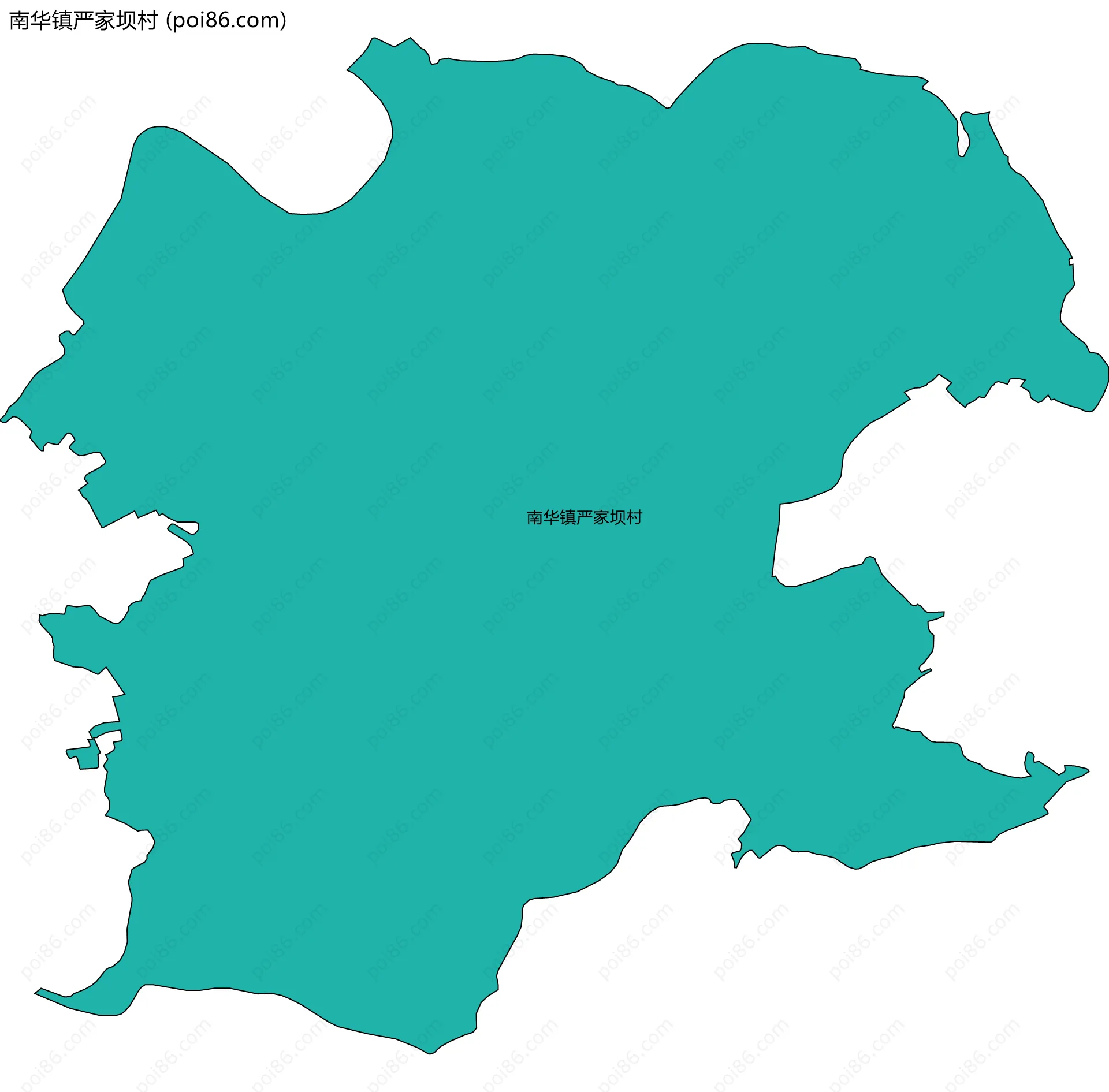 南华镇严家坝村边界地图