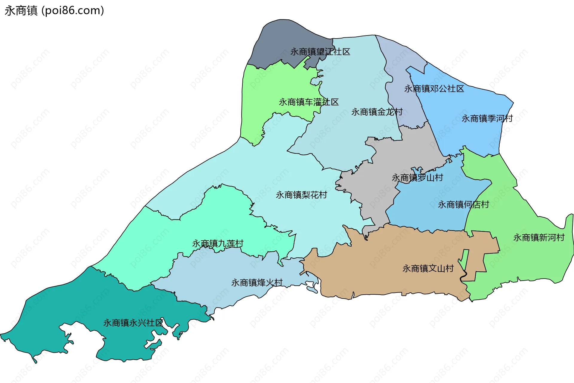 永商镇边界地图(五级行政区划)