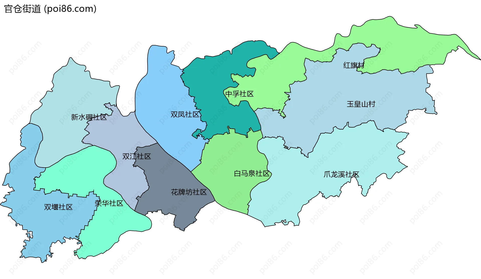 官仓街道边界地图(五级行政区划)