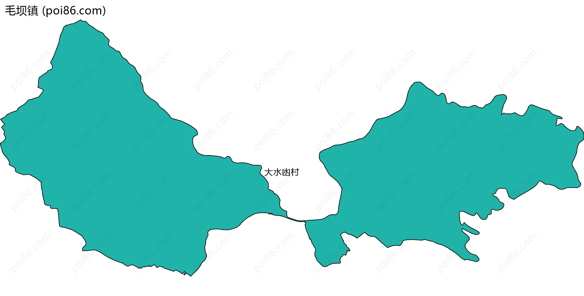 毛坝镇边界地图(五级行政区划)