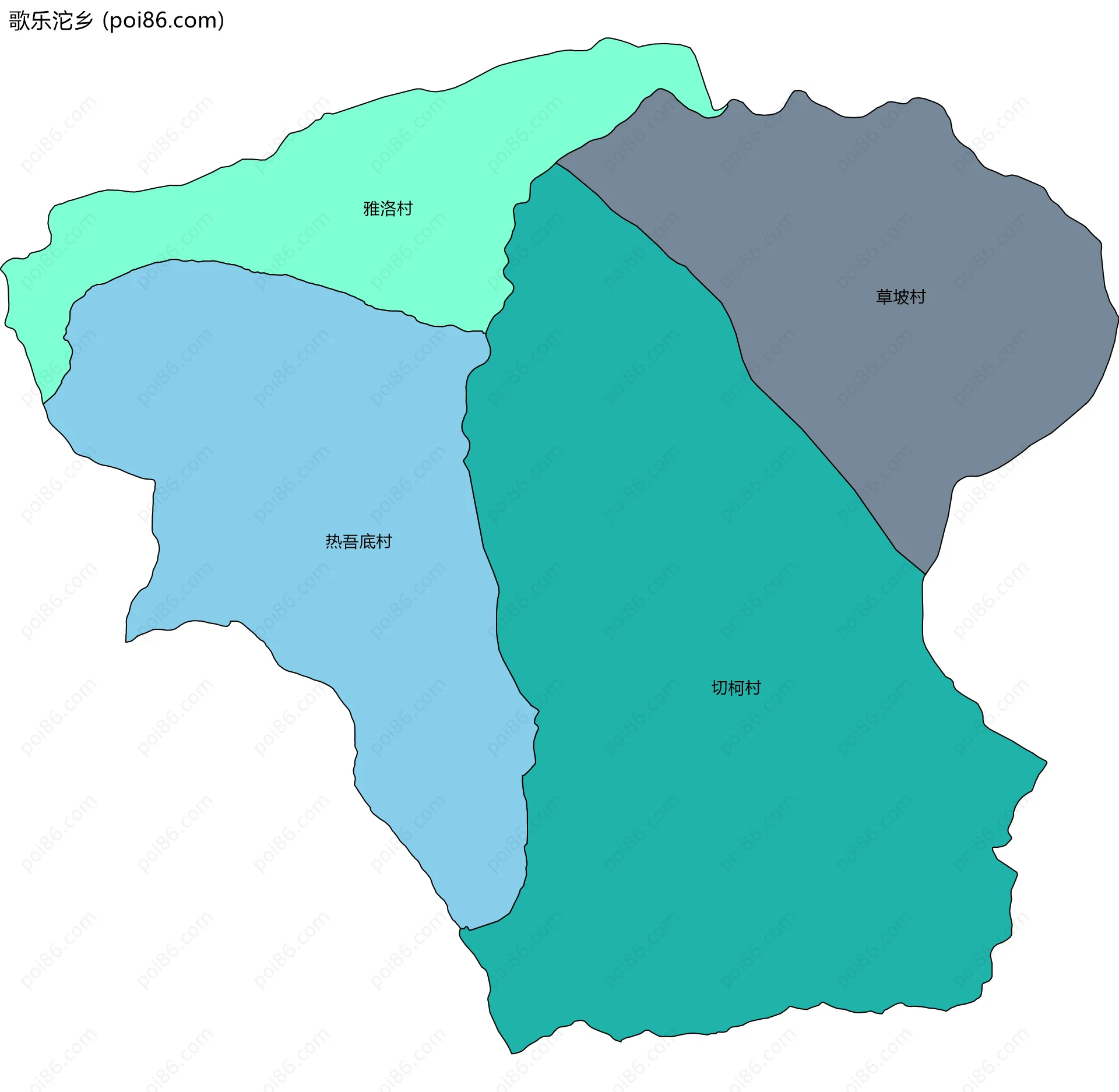 歌乐沱乡边界地图(五级行政区划)