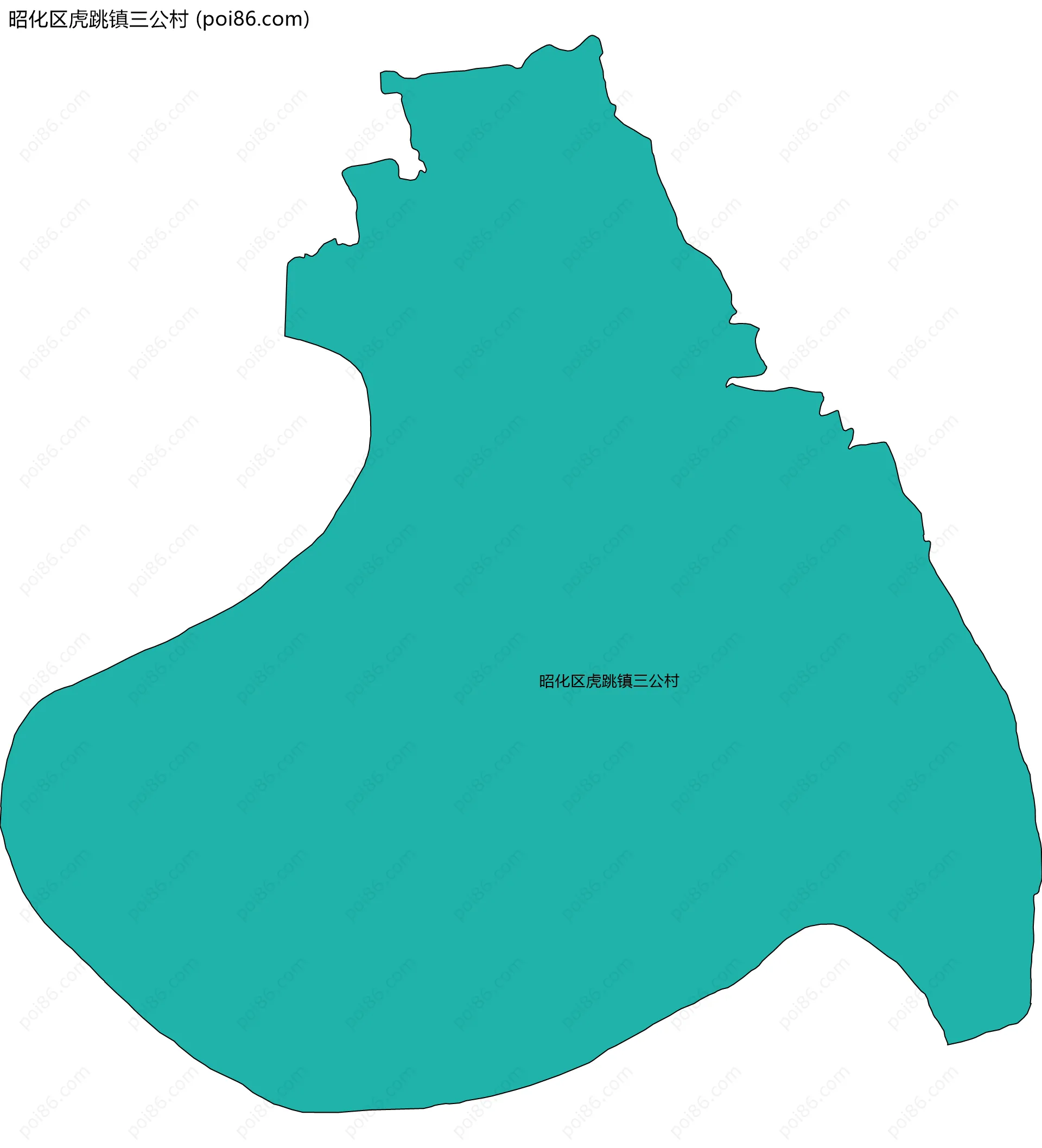 昭化区虎跳镇三公村边界地图