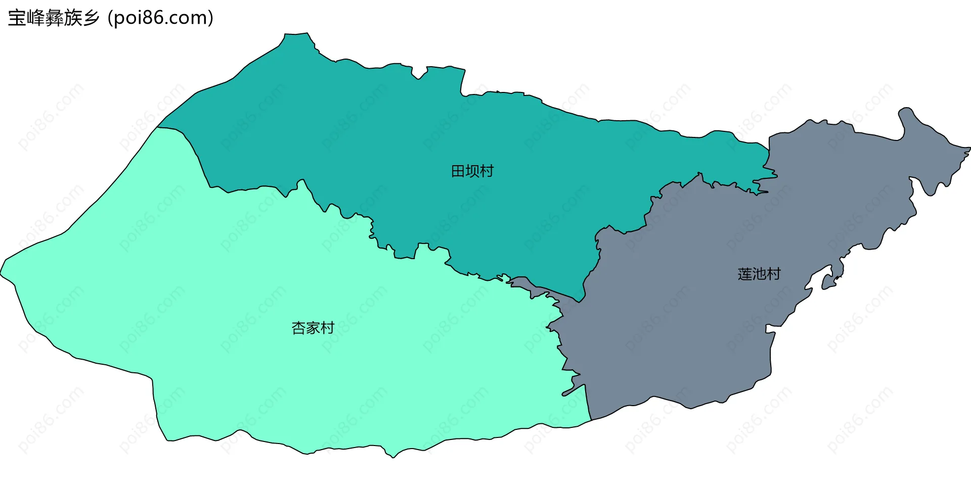 宝峰彝族乡边界地图(五级行政区划)