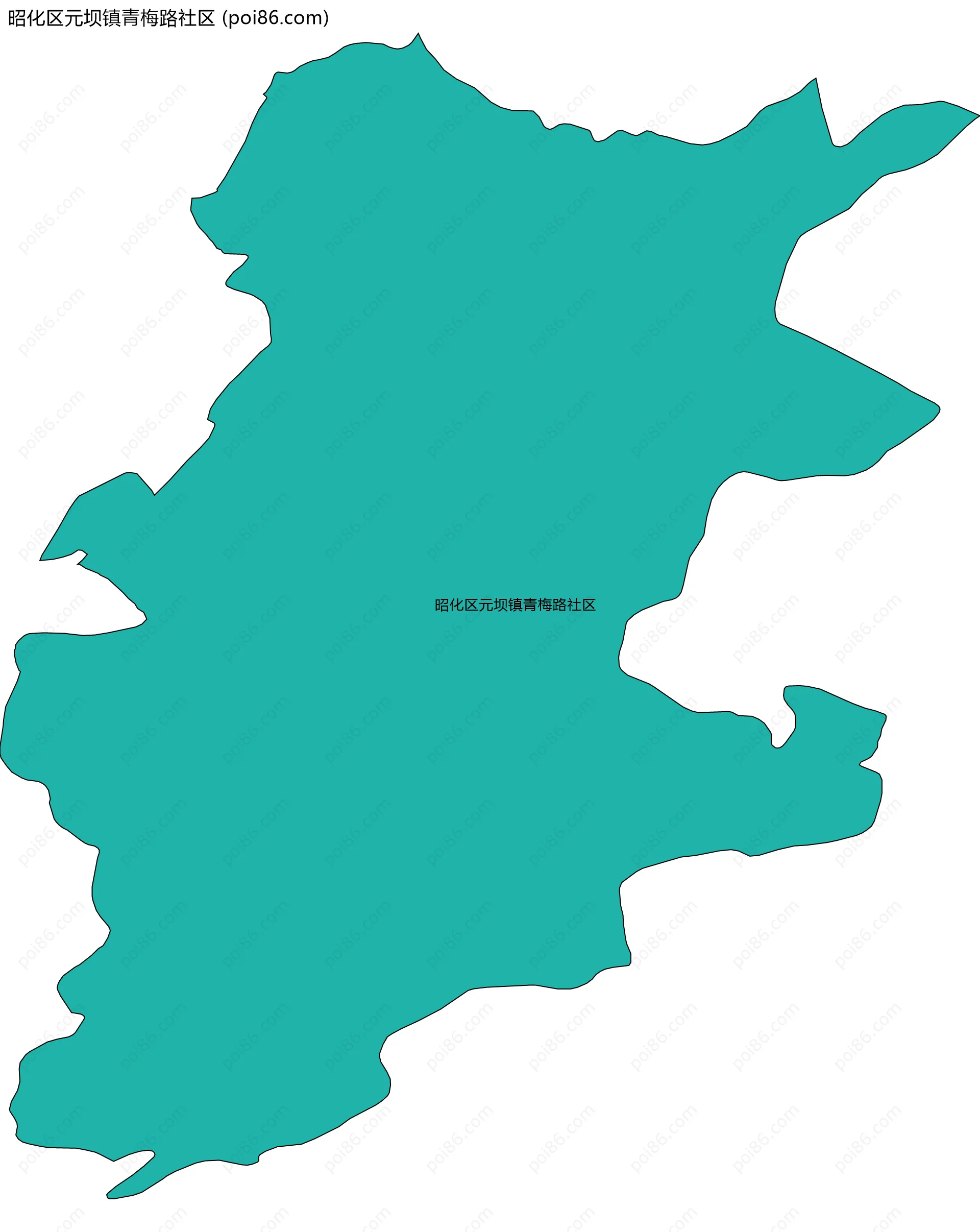 昭化区元坝镇青梅路社区边界地图