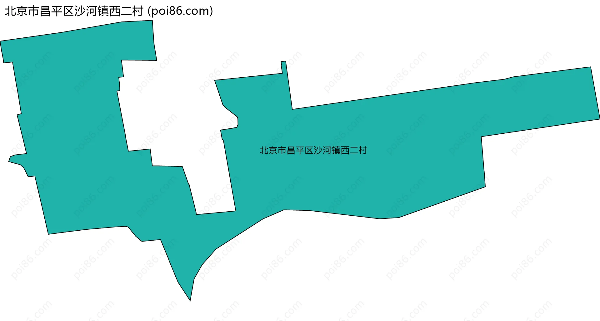 北京市昌平区沙河镇西二村边界地图