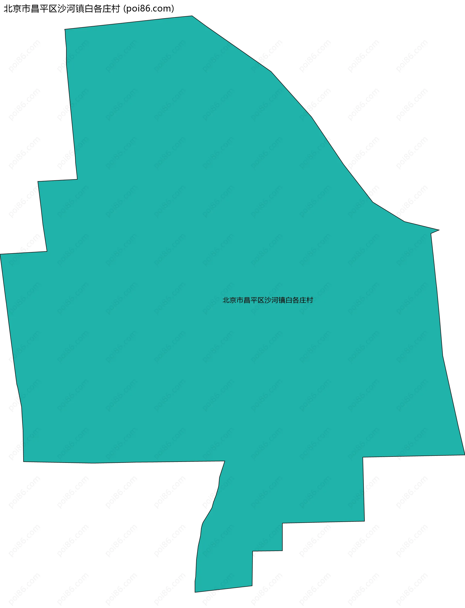 北京市昌平区沙河镇白各庄村边界地图