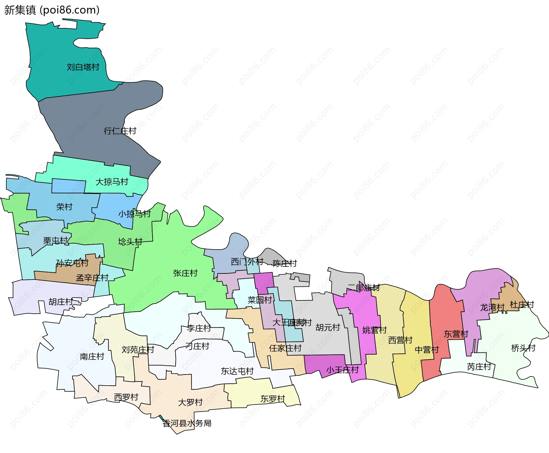 新集镇边界地图(五级行政区划)