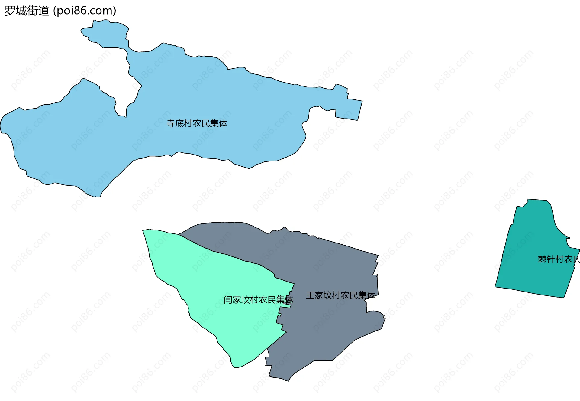 罗城街道边界地图(五级行政区划)