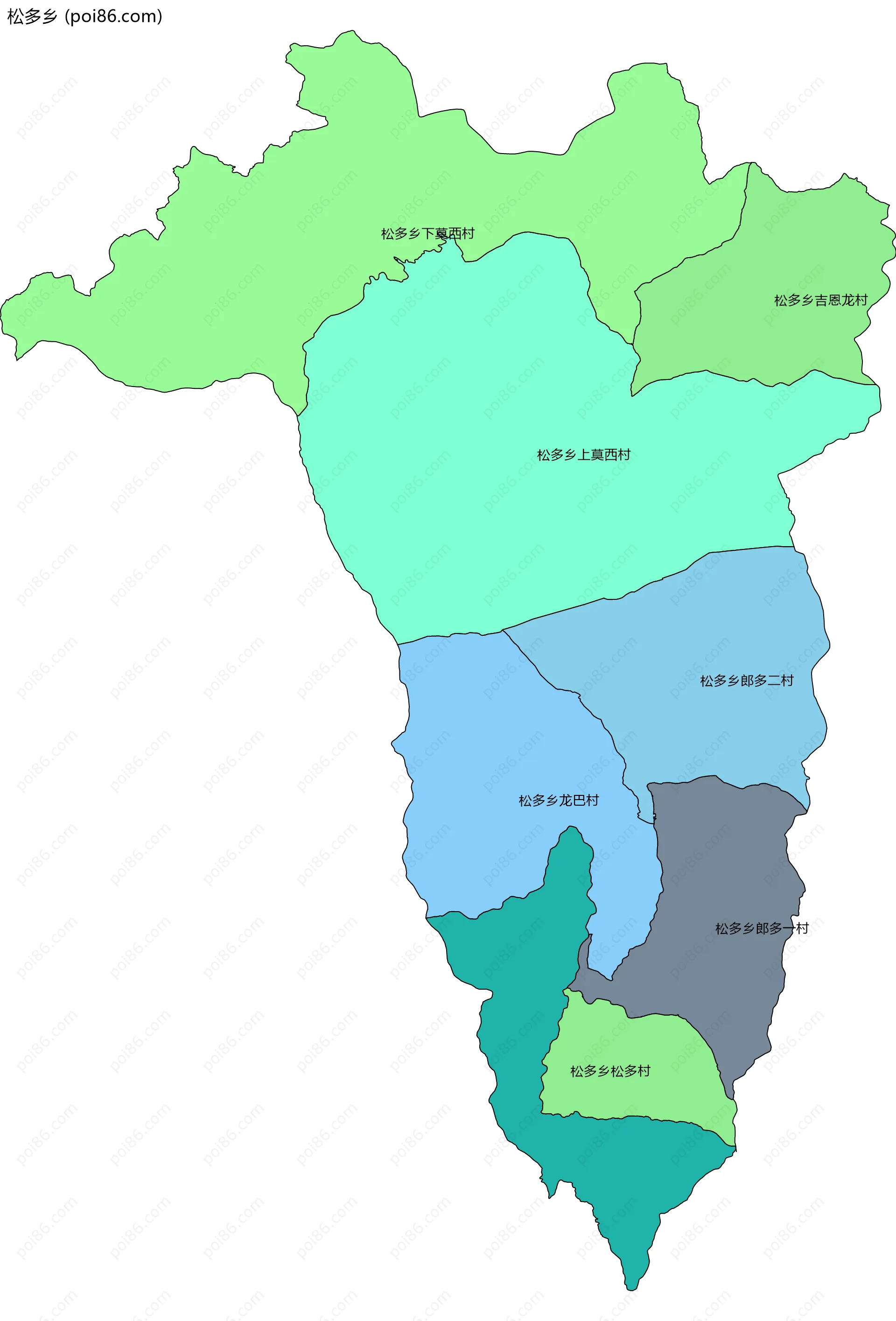 松多乡边界地图(五级行政区划)