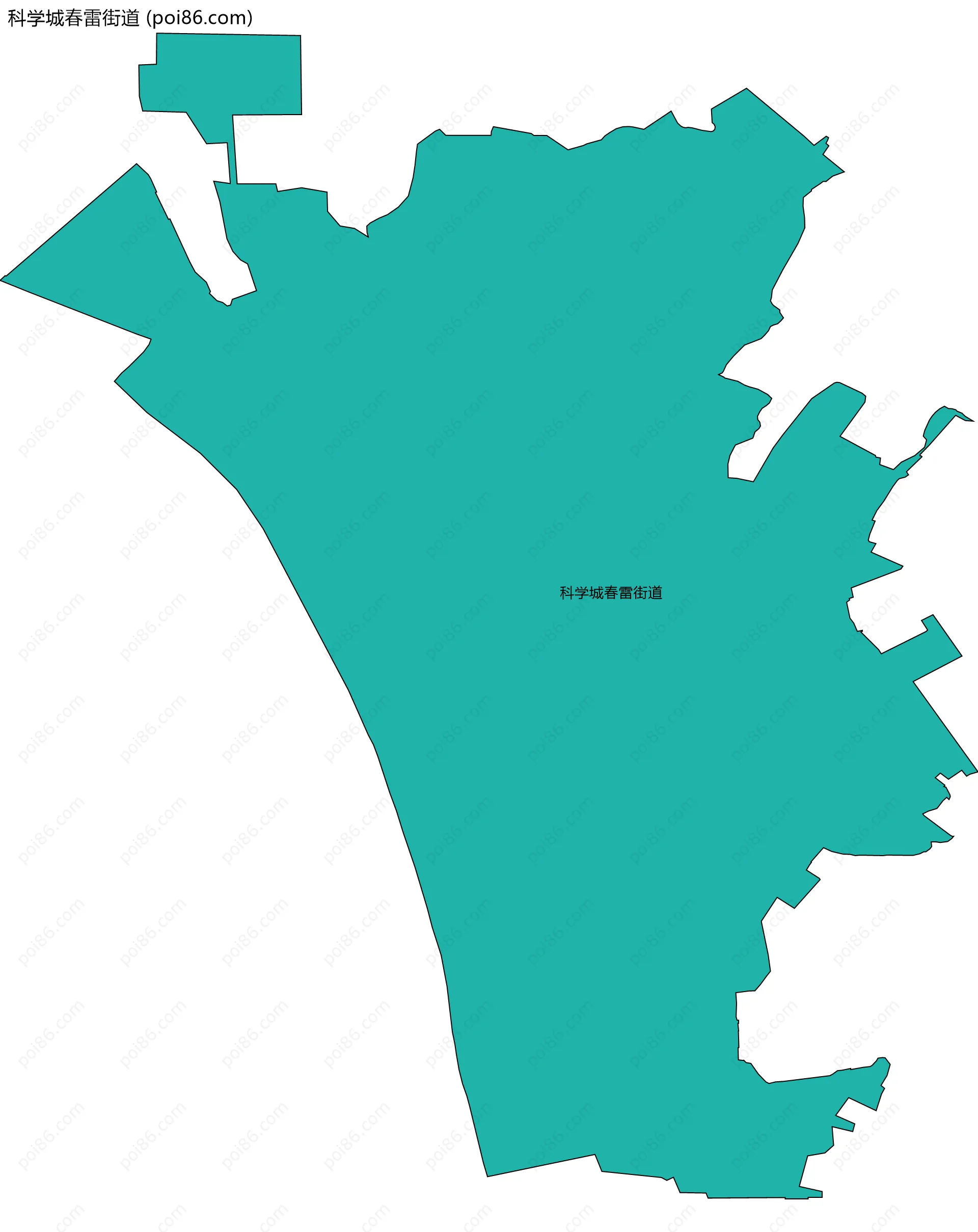 科学城春雷街道边界地图(五级行政区划)