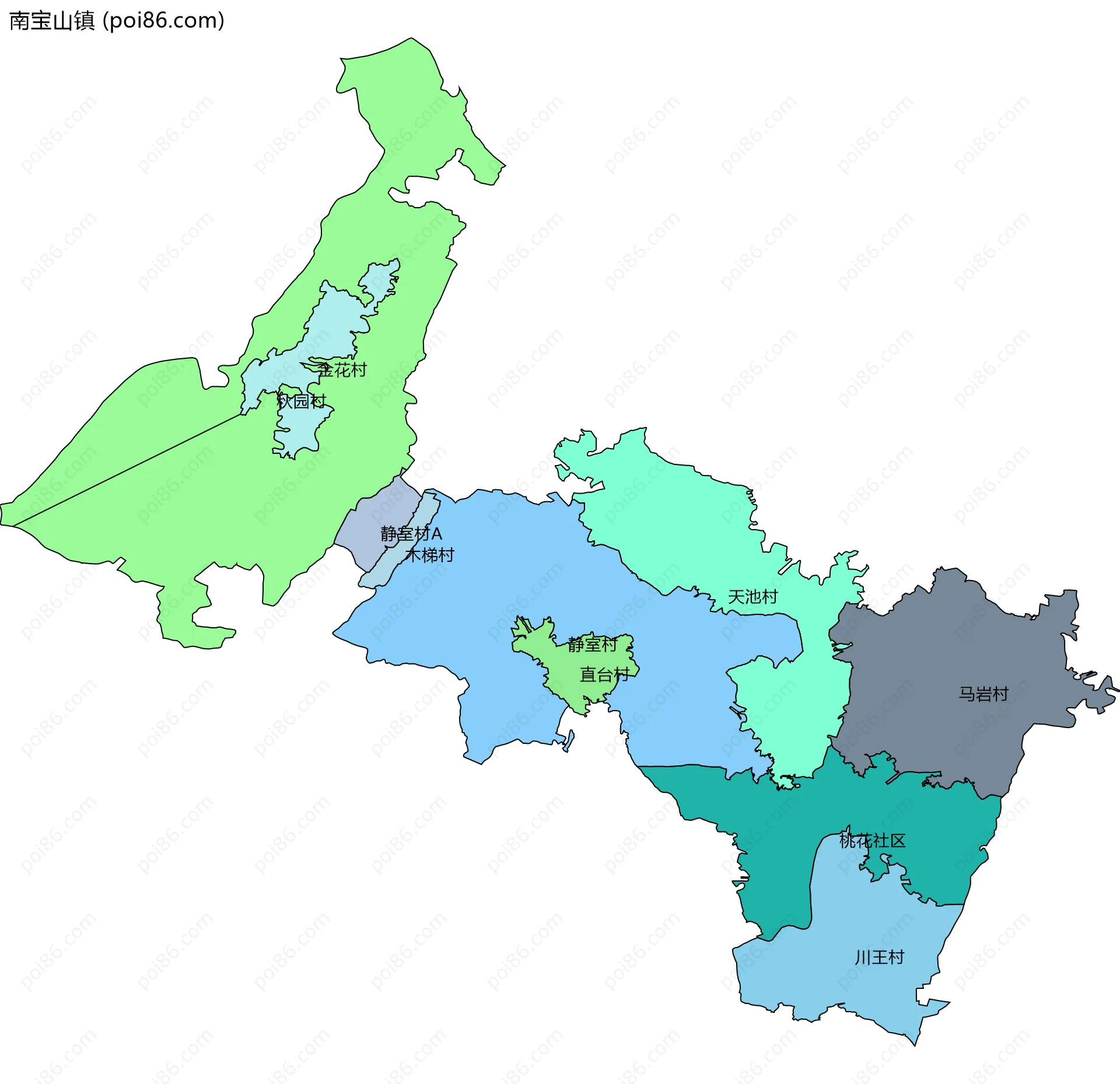 南宝山镇边界地图(五级行政区划)