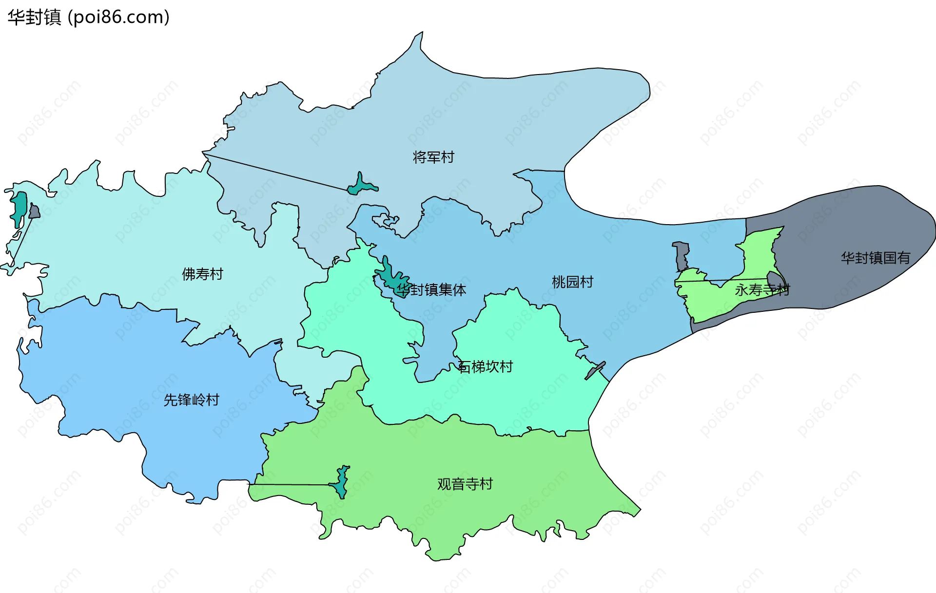 华封镇边界地图(五级行政区划)