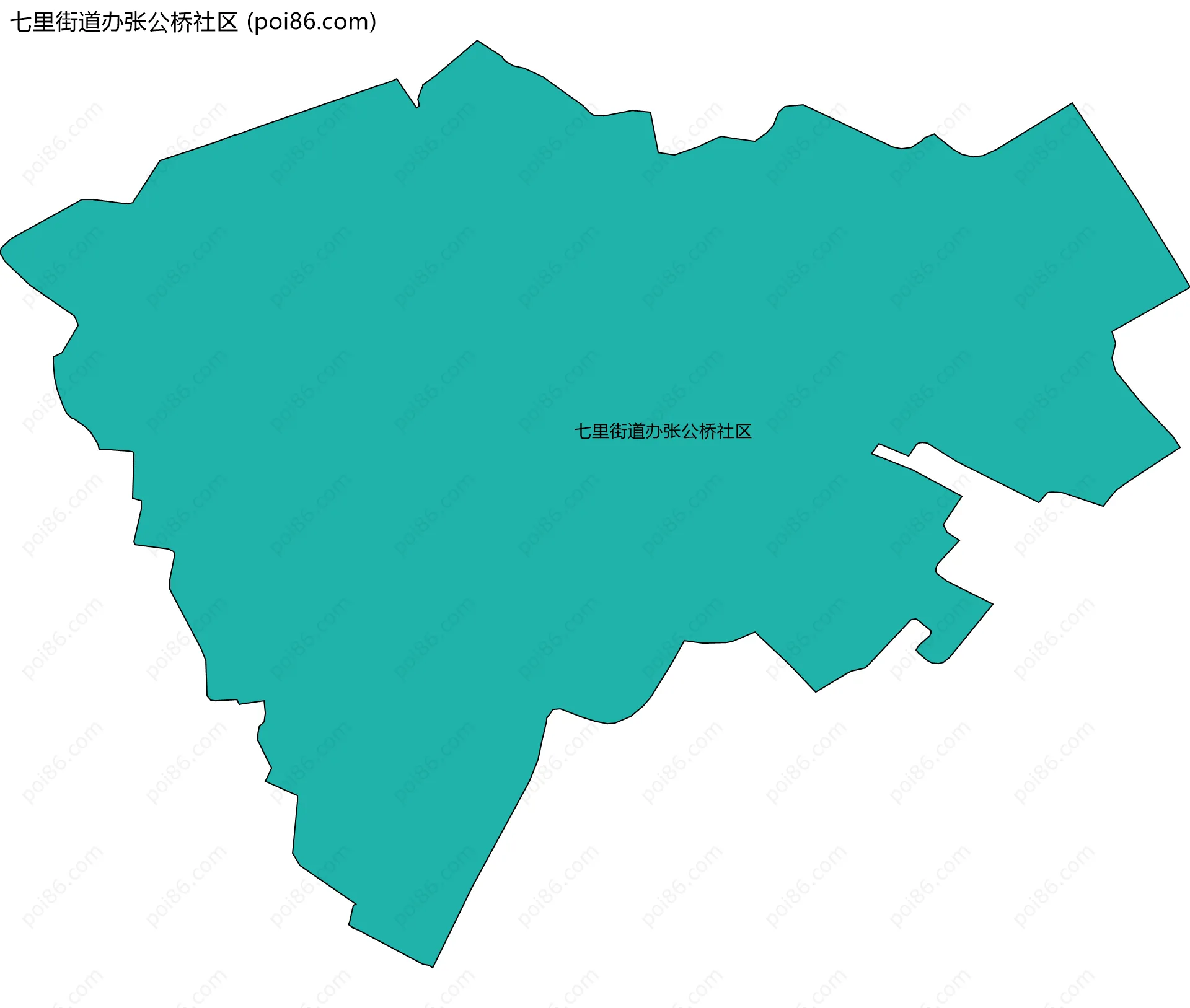七里街道办张公桥社区边界地图