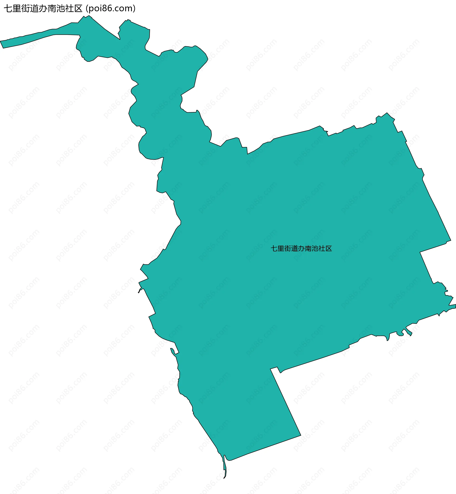 七里街道办南池社区边界地图