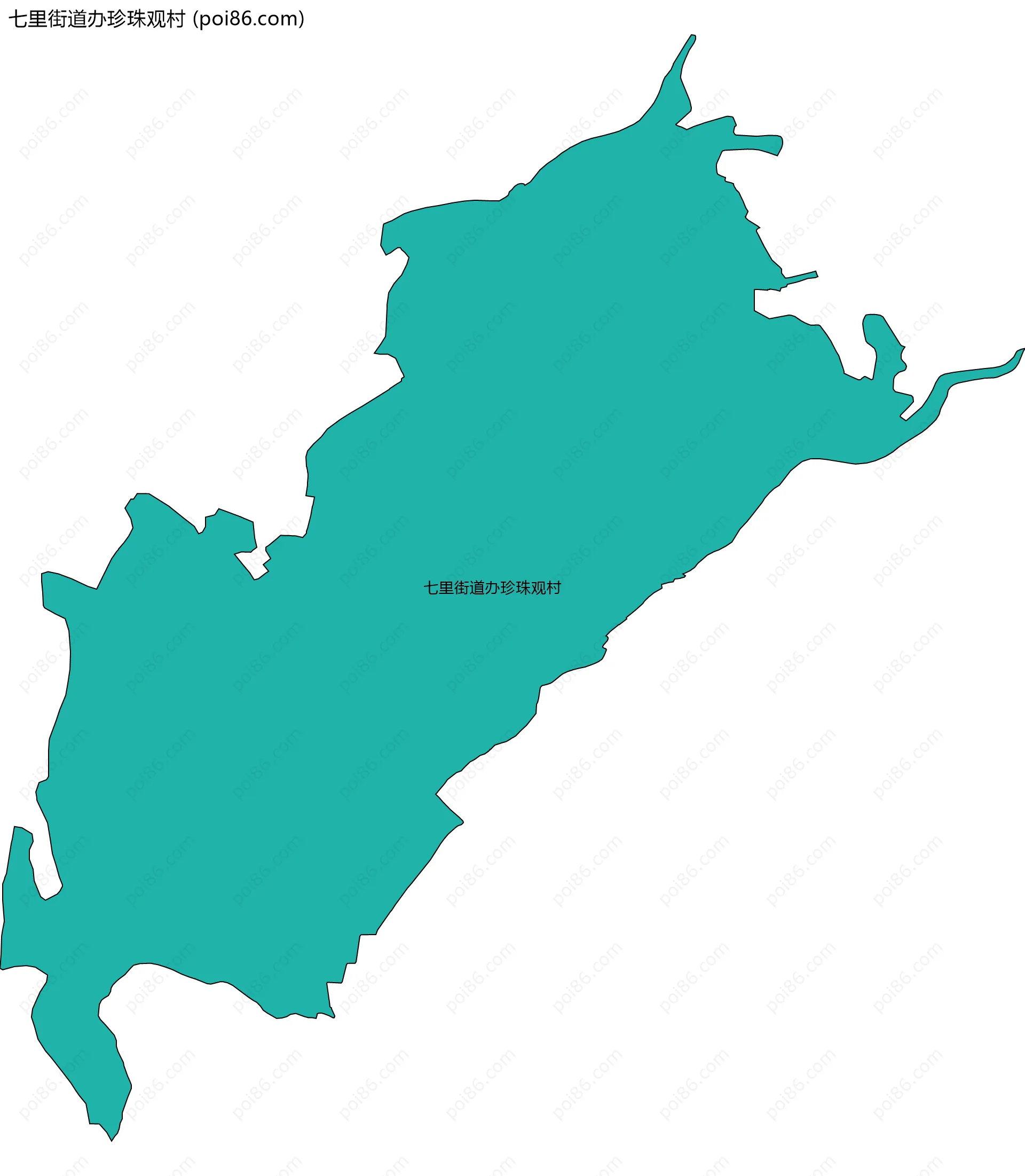 七里街道办珍珠观村边界地图