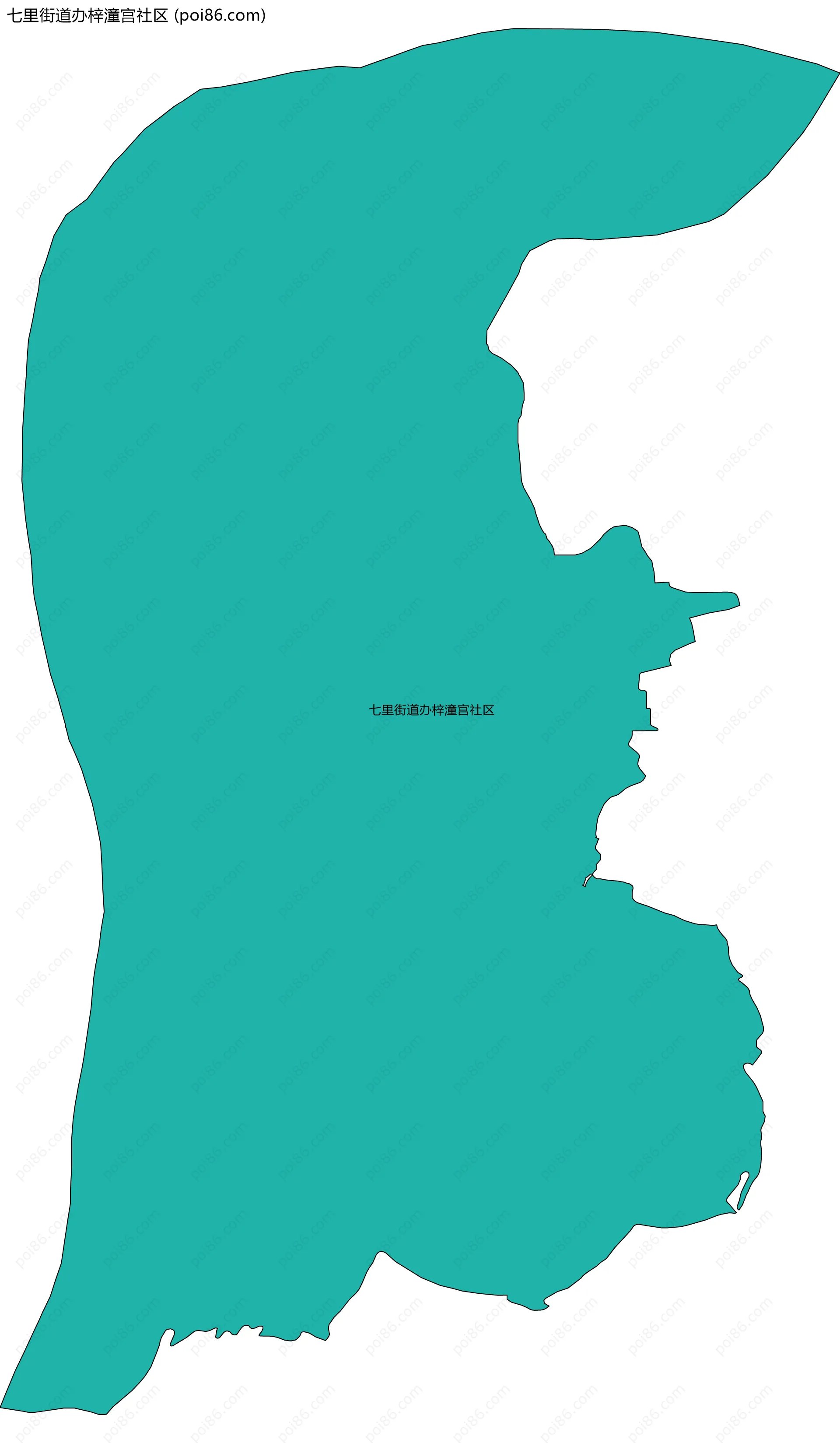 七里街道办梓潼宫社区边界地图