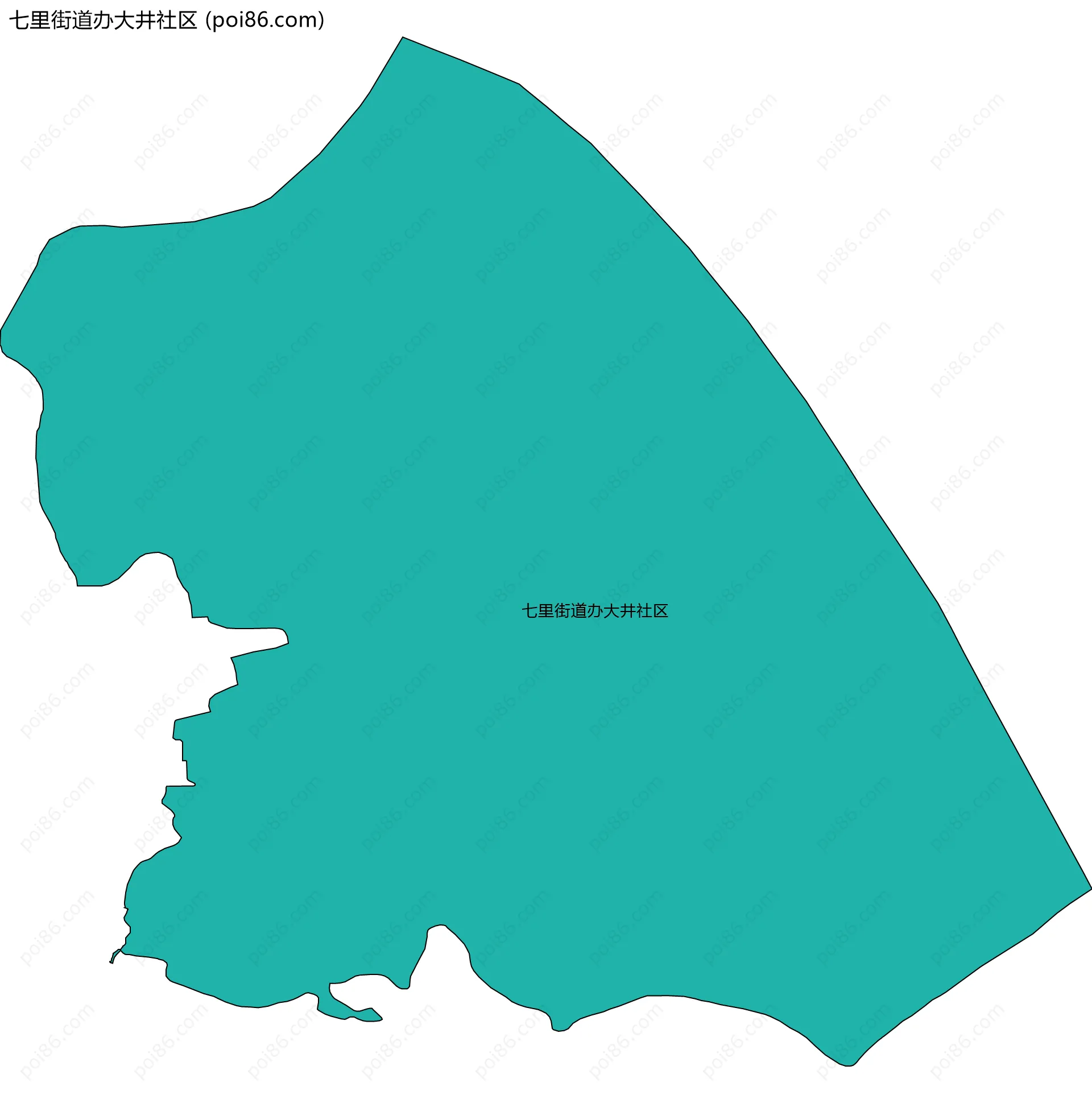 七里街道办大井社区边界地图