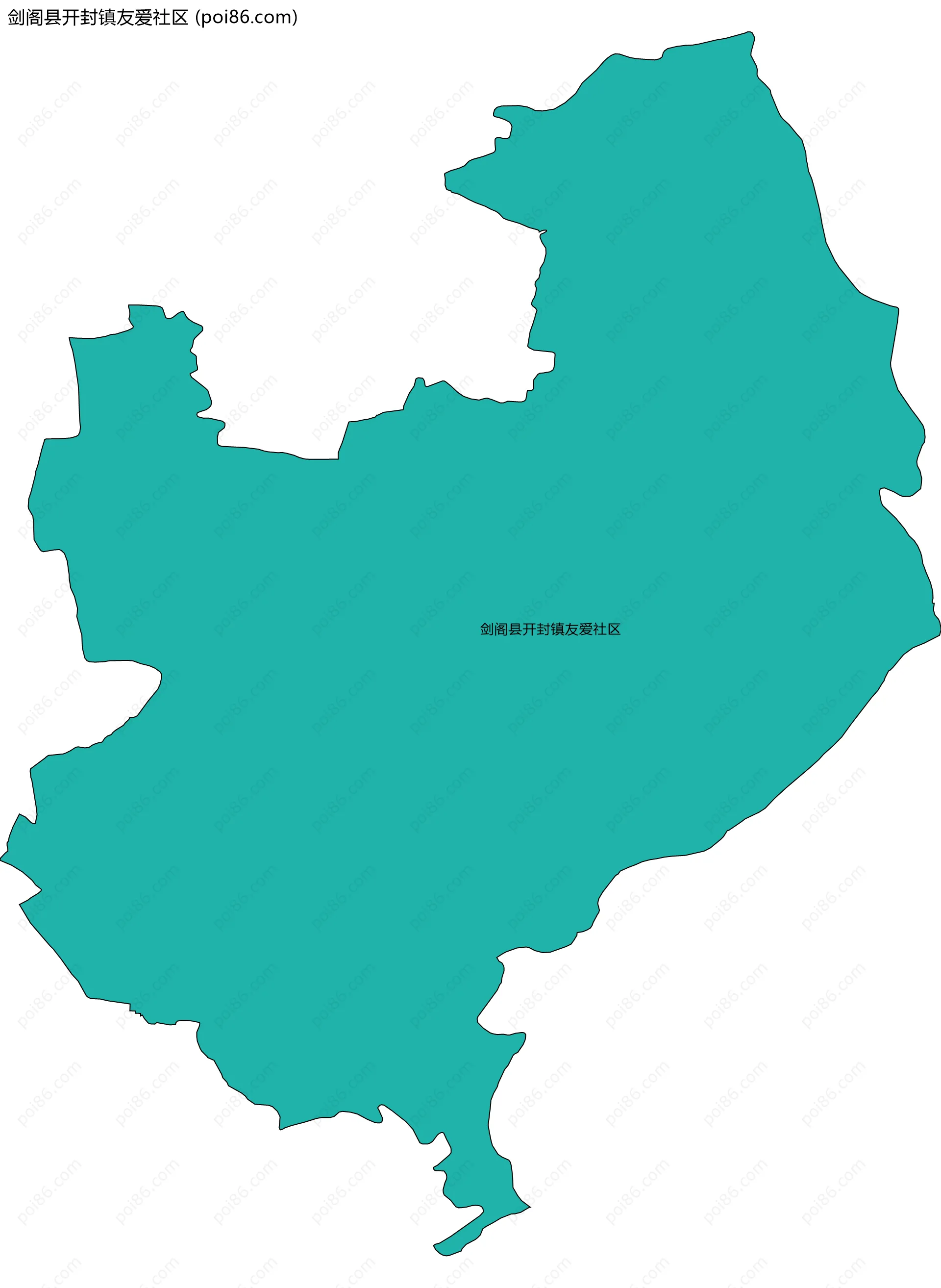 剑阁县开封镇友爱社区边界地图