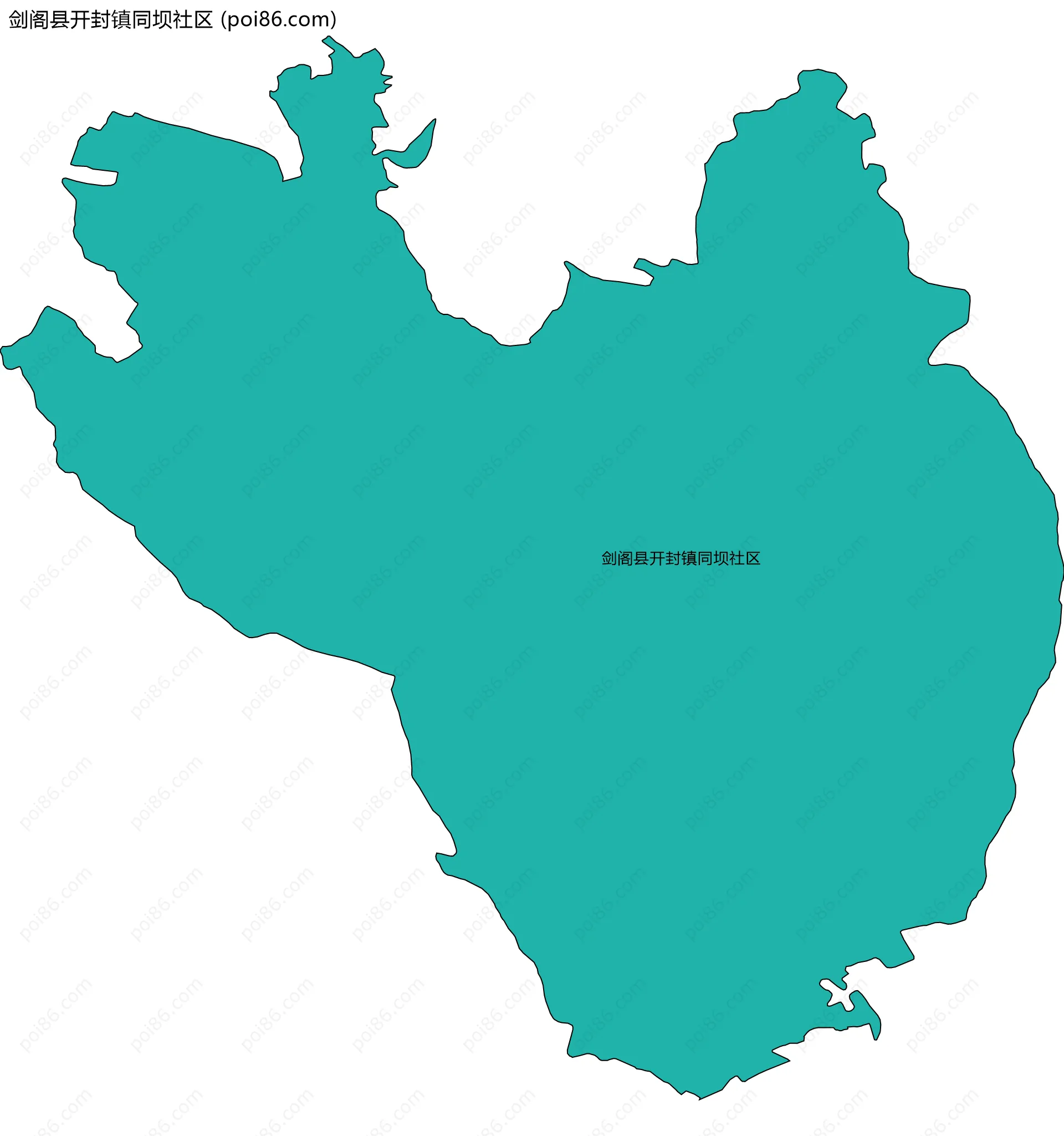 剑阁县开封镇同坝社区边界地图