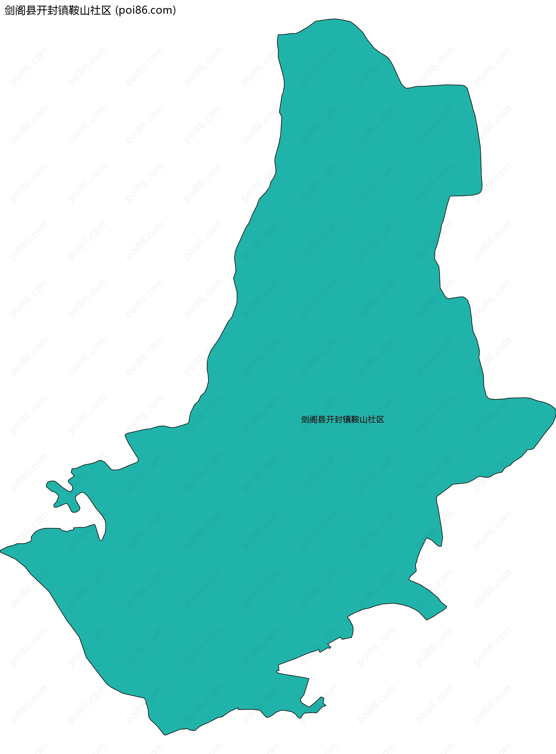 剑阁县开封镇鞍山社区边界地图