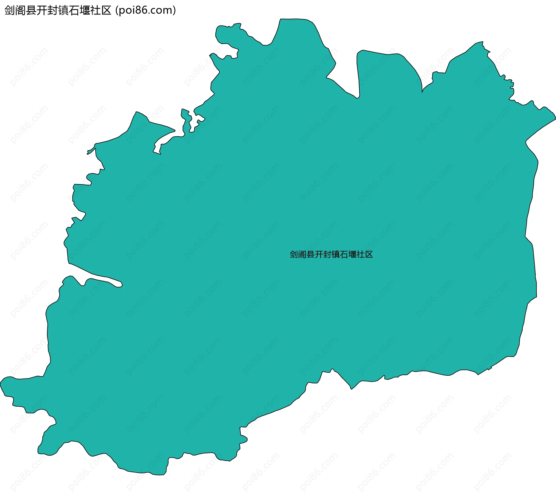 剑阁县开封镇石堰社区边界地图