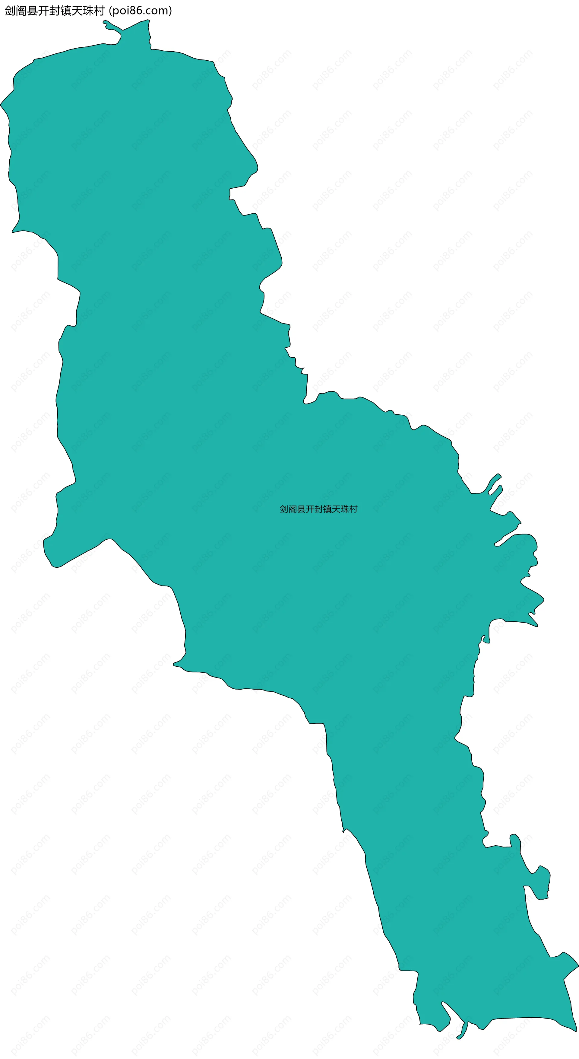 剑阁县开封镇天珠村边界地图