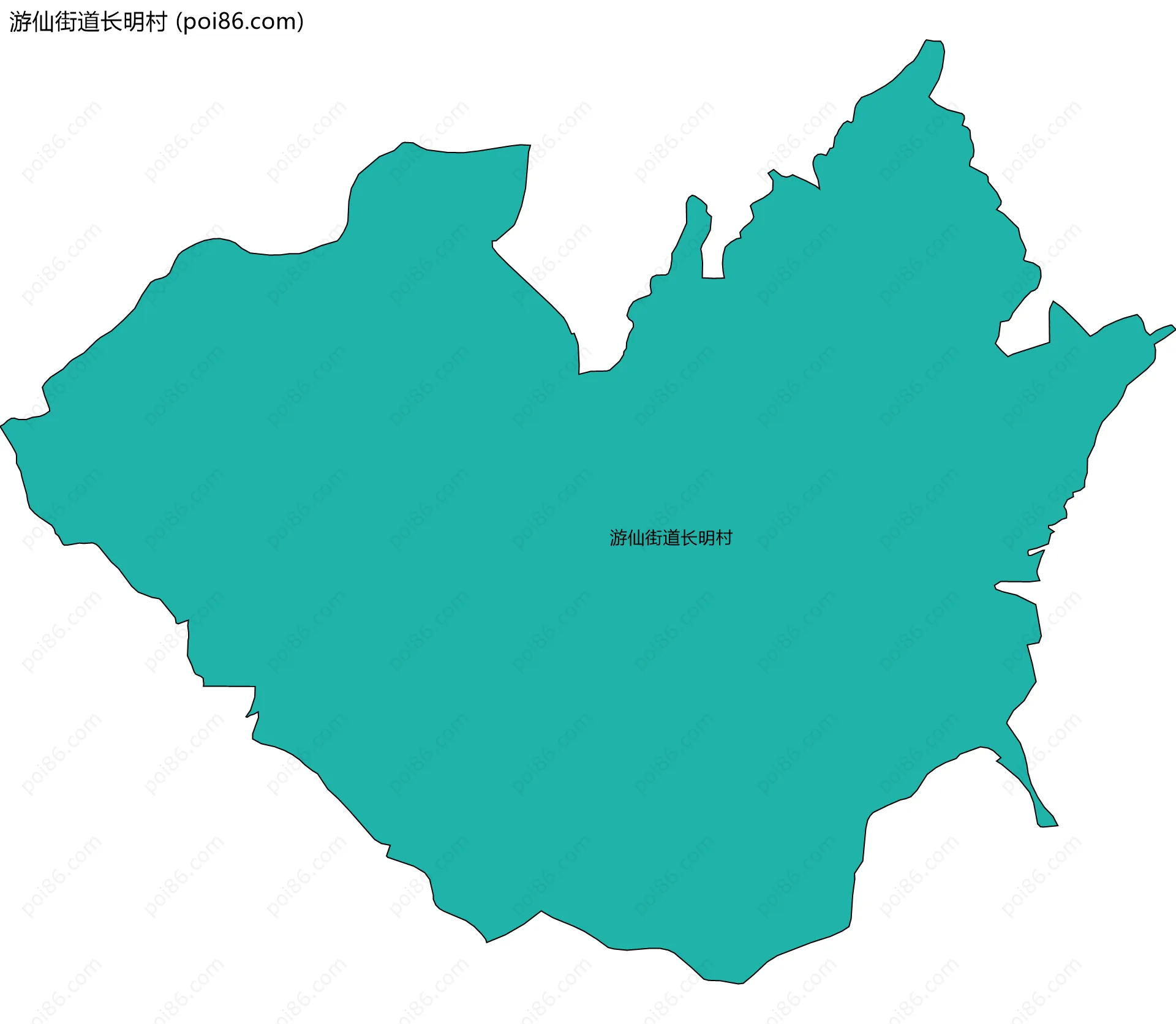 游仙街道长明村边界地图