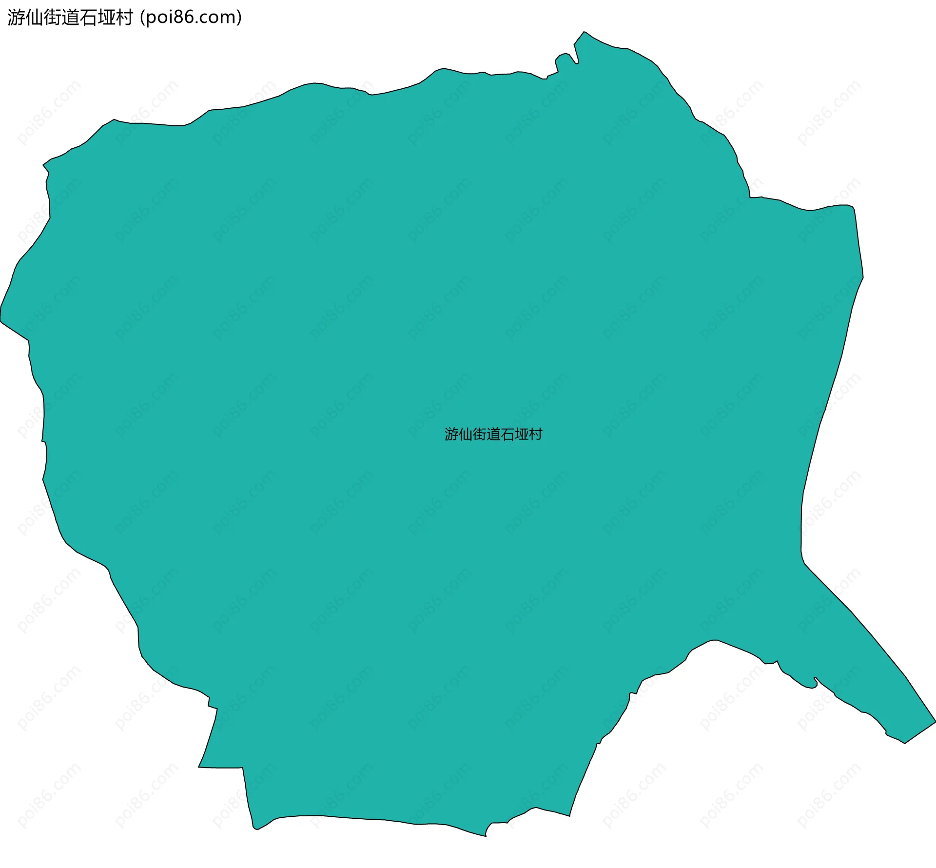 游仙街道石垭村边界地图