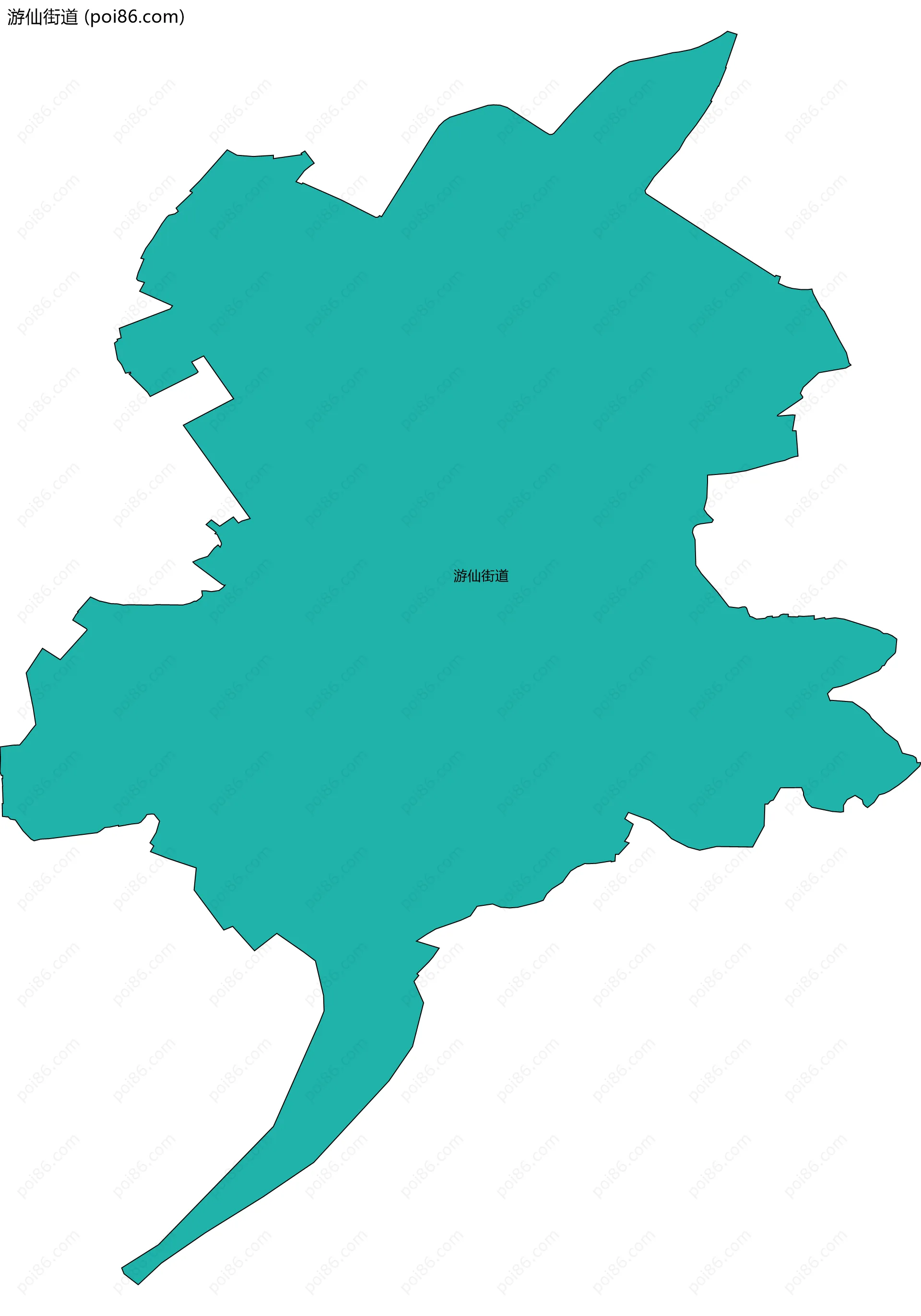 游仙街道边界地图