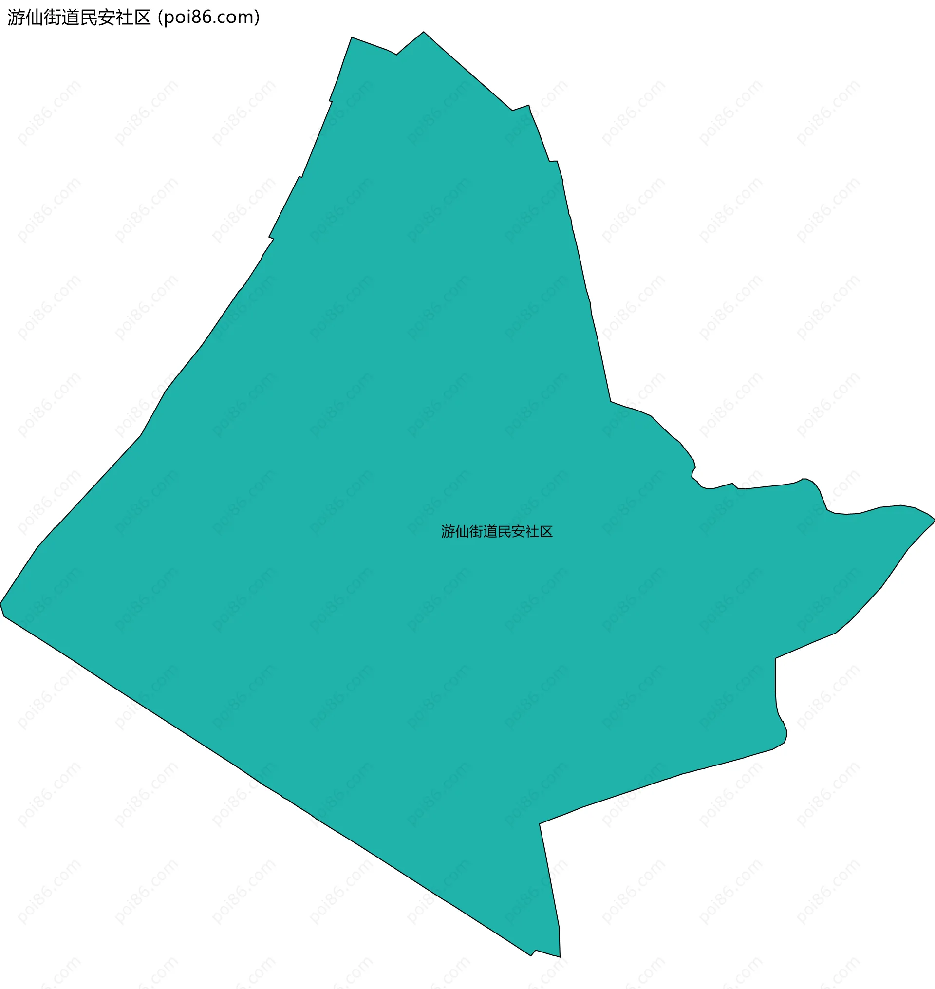 游仙街道民安社区边界地图