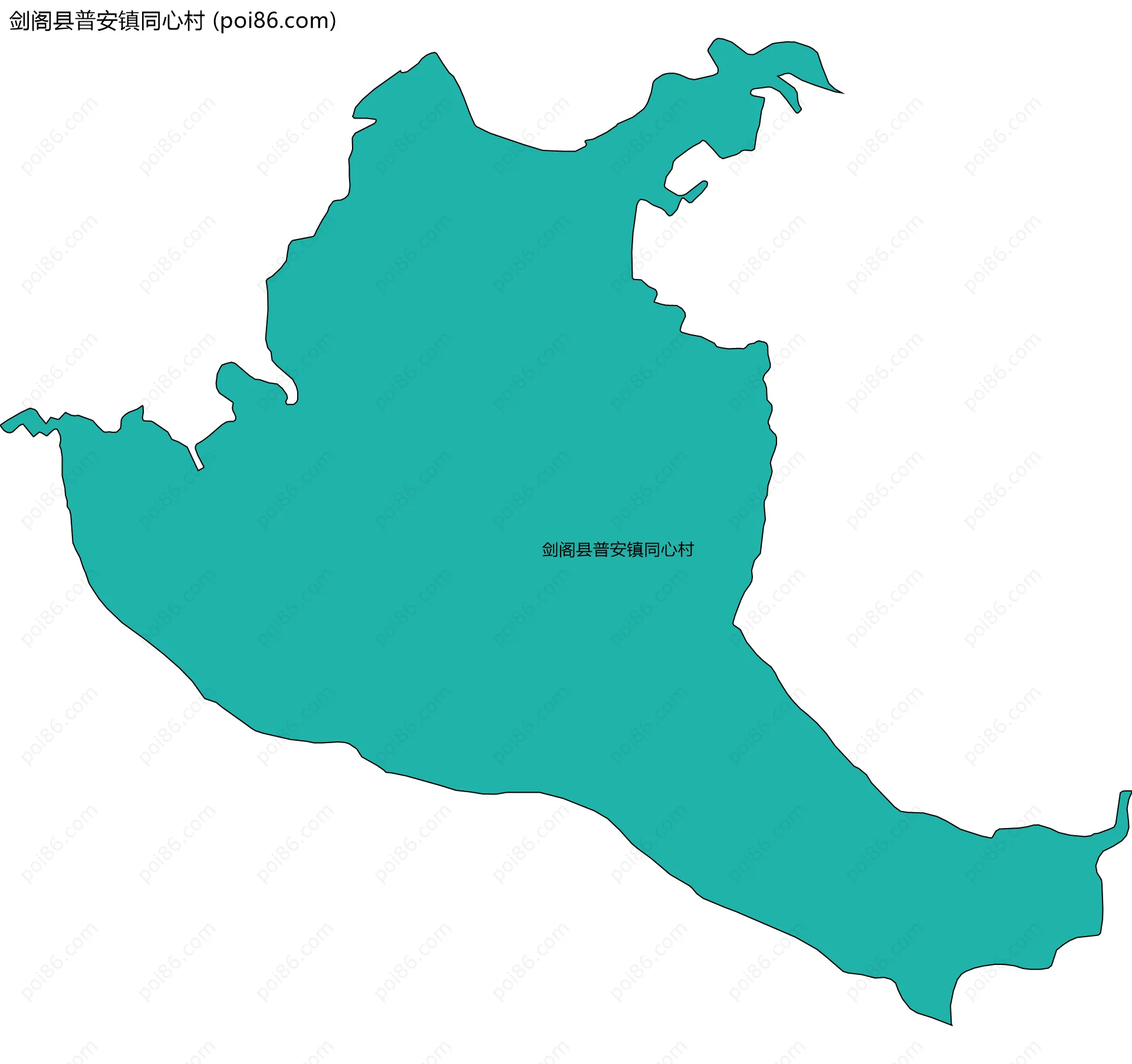 剑阁县普安镇同心村边界地图