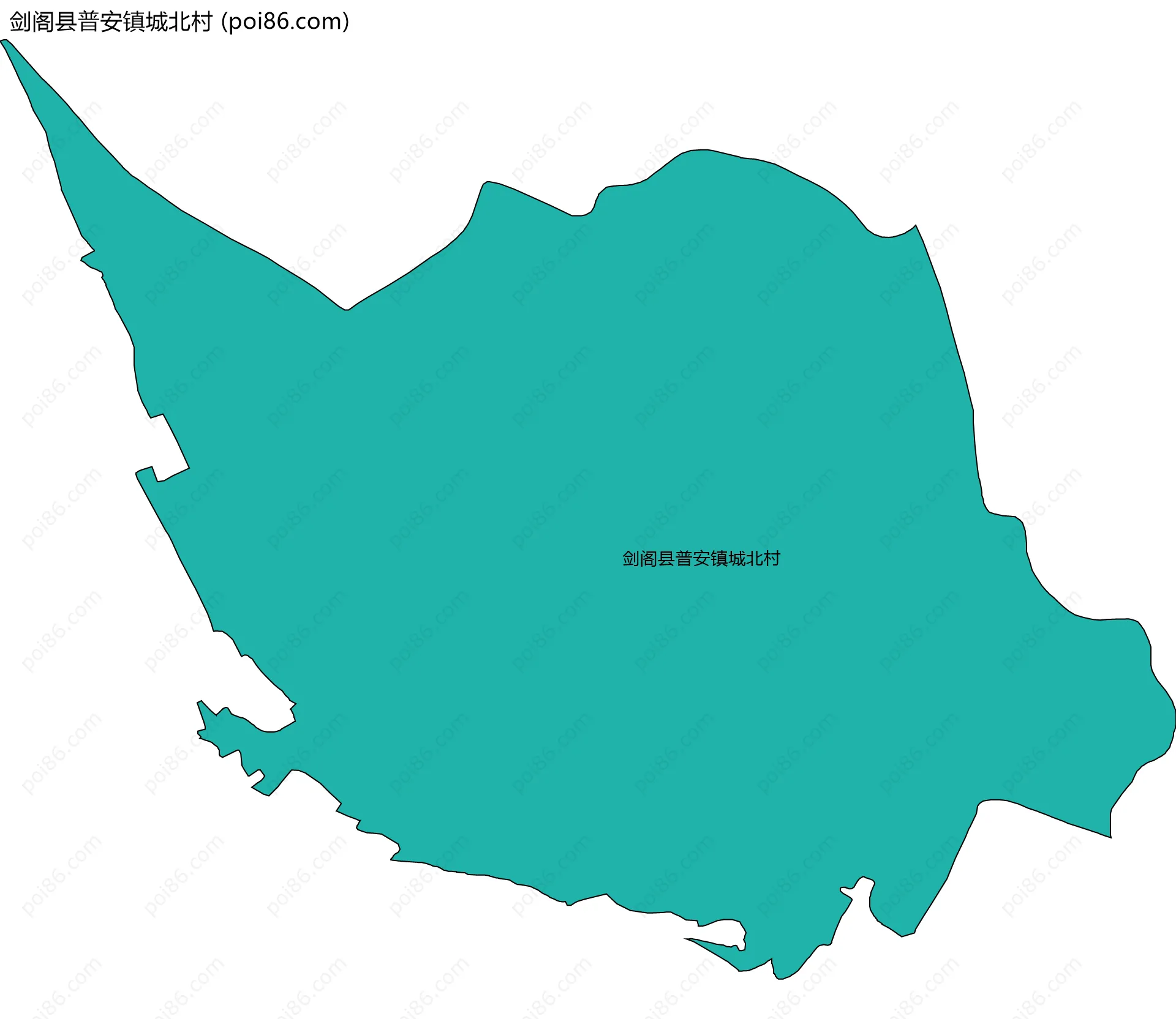 剑阁县普安镇城北村边界地图